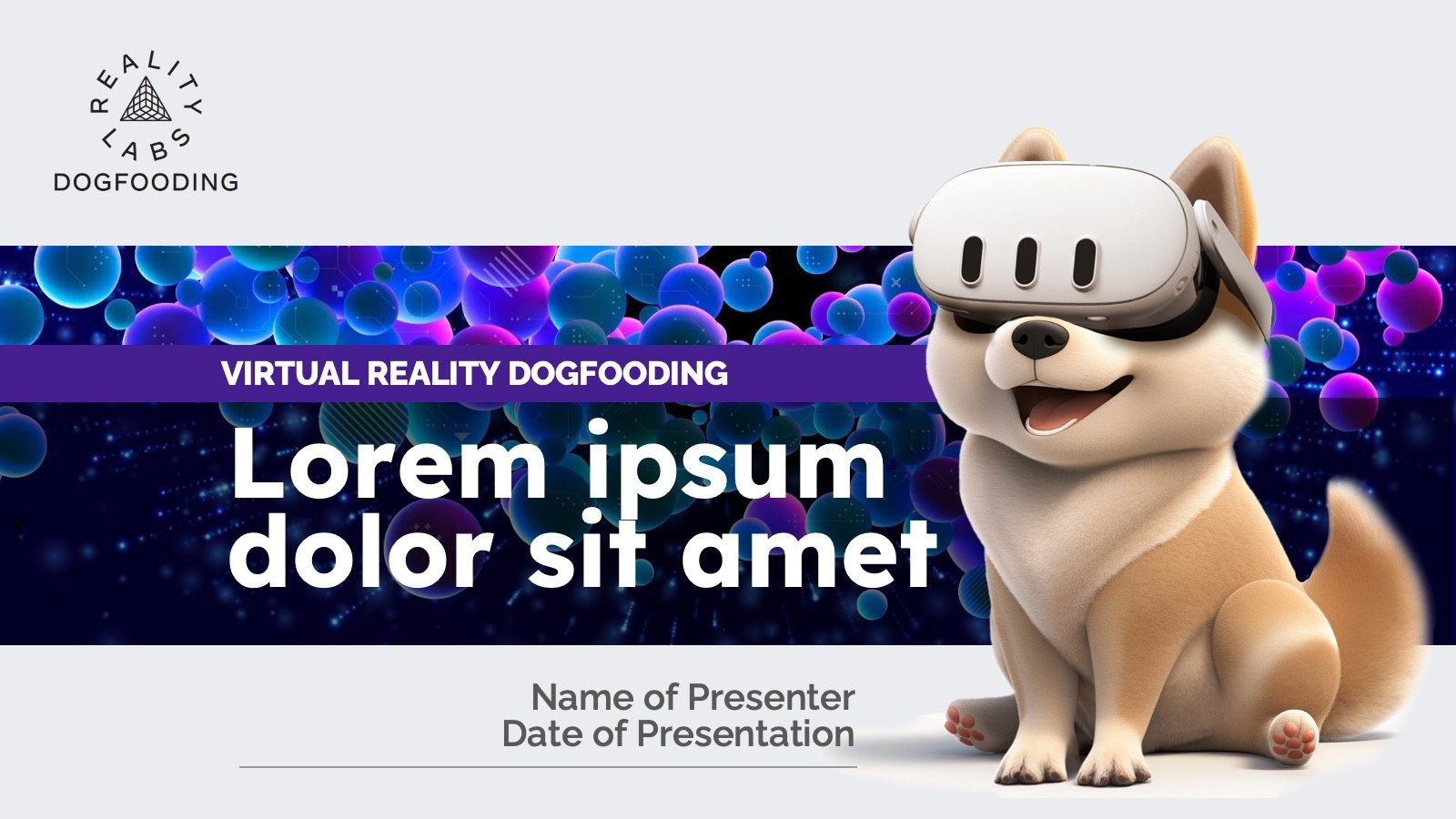 Meta Reality Labs VR Dogfooding Title Slide