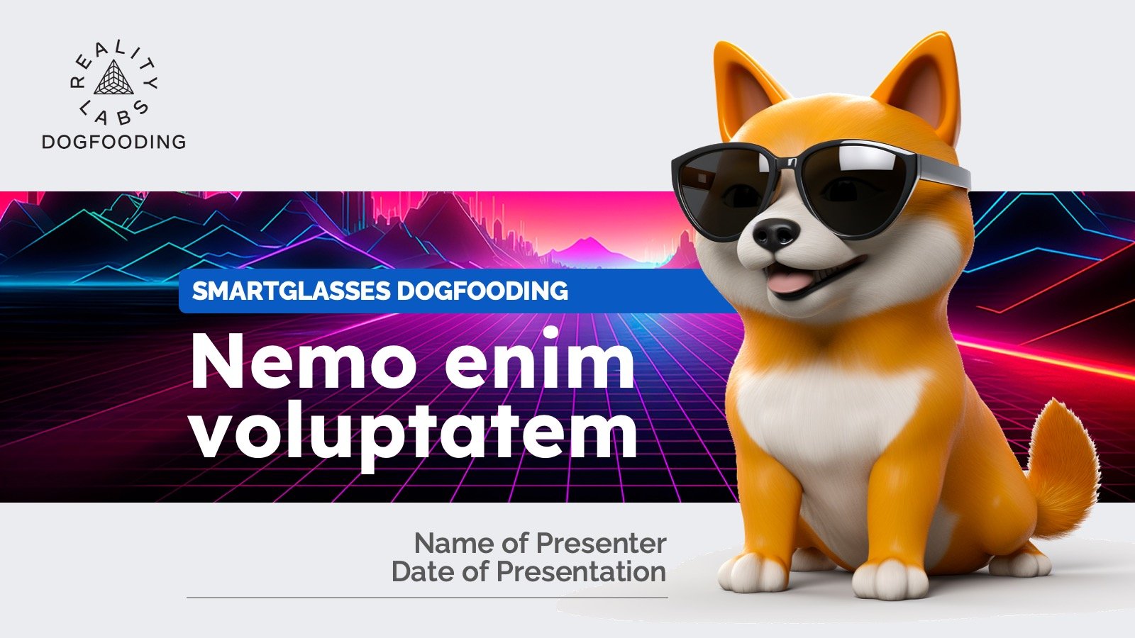 Meta Reality Labs Smartglasses Dogfooding title slide
