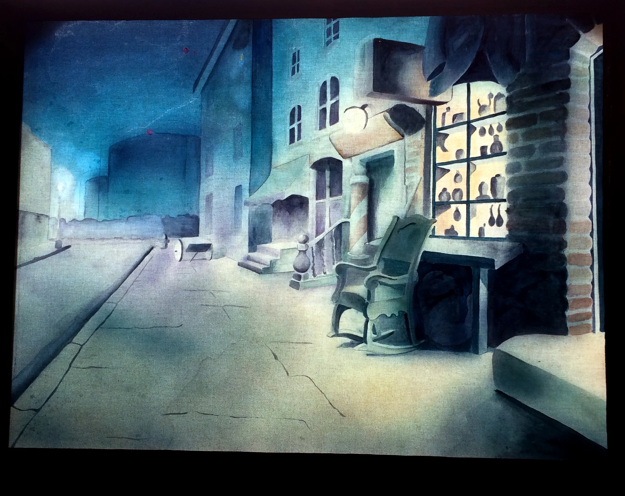 Translucent drop painting project. Image based on a Disney animation cell from the 1940's