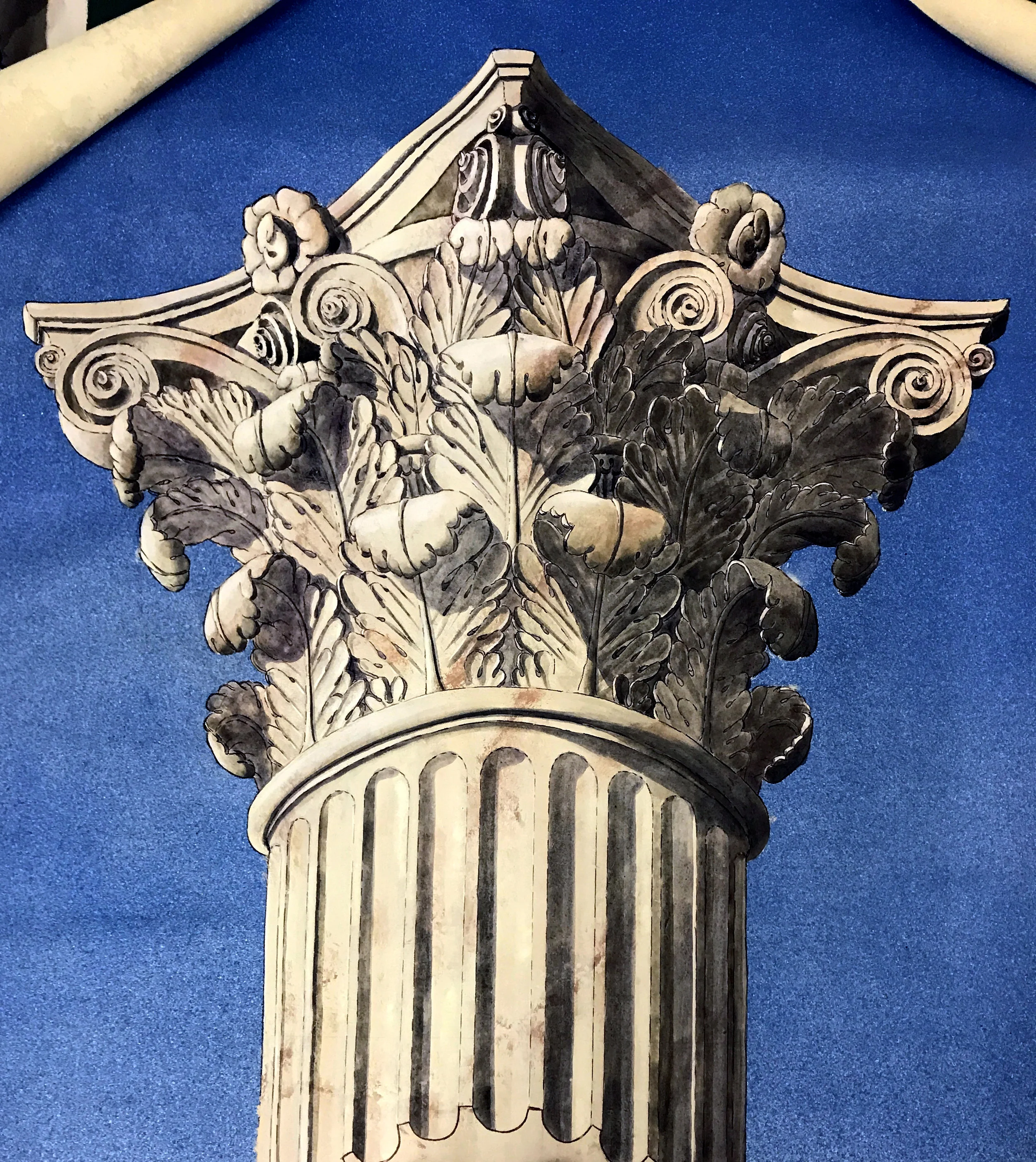 Tromp l'oeil classical column and capital drop painting project