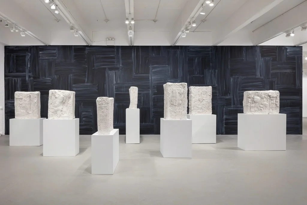 Günther Förg wall drawings for Hauser & Wirth NYC (3 chalk walls and 1 windowpane wall), 2019.