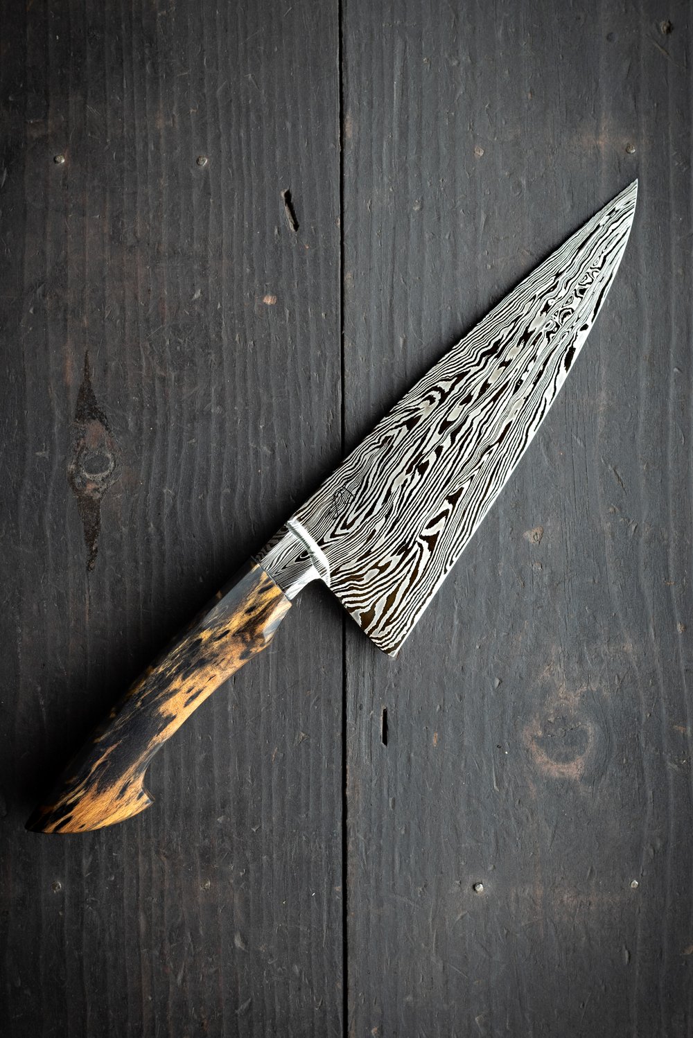 Custom Order Damascus Kitchen Knife- — J.Lees Knives