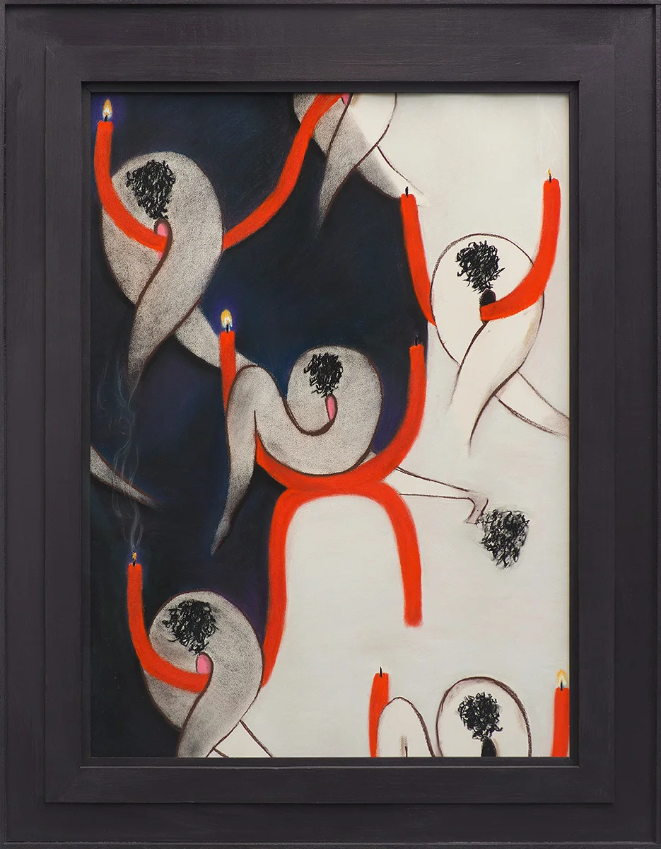 Candlerotica , 2017, soft pastel on paper with frame, 33 x 25 in/83.82 x 63.5 cm