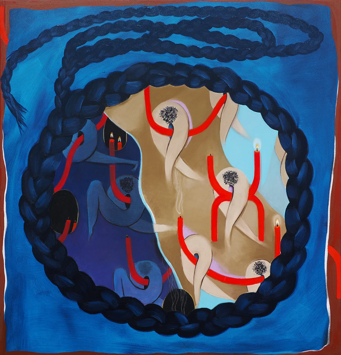 Disembodica , 2017, oil and soft pastel on canvas, 43 x 48 in/109.22 x 121.92 cm