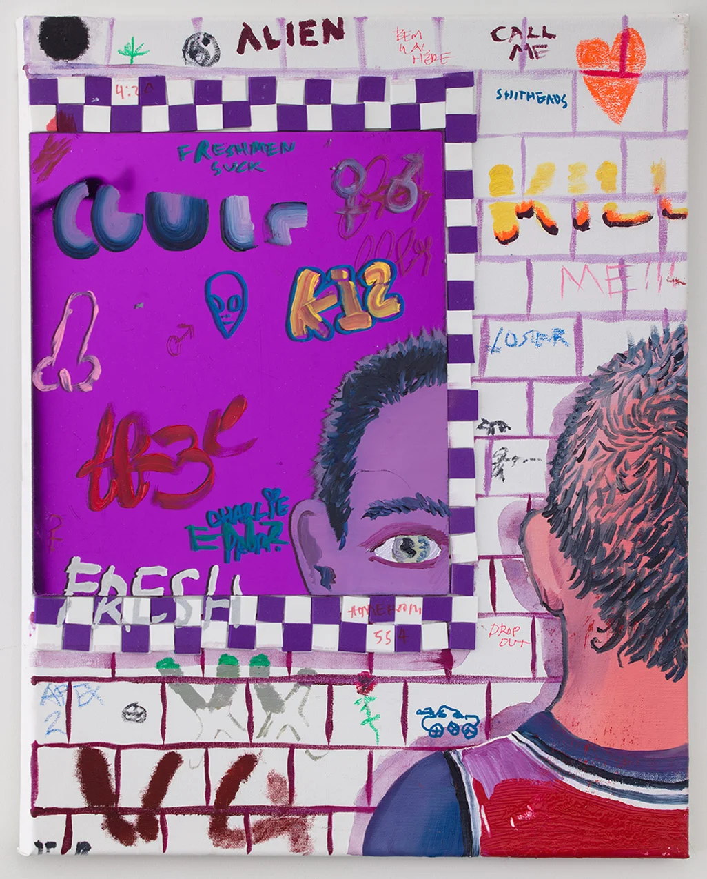 Mirror Memory #3 , 2018, mixed media on canvas, 20 × 16 in/50.8 × 40.64 cm