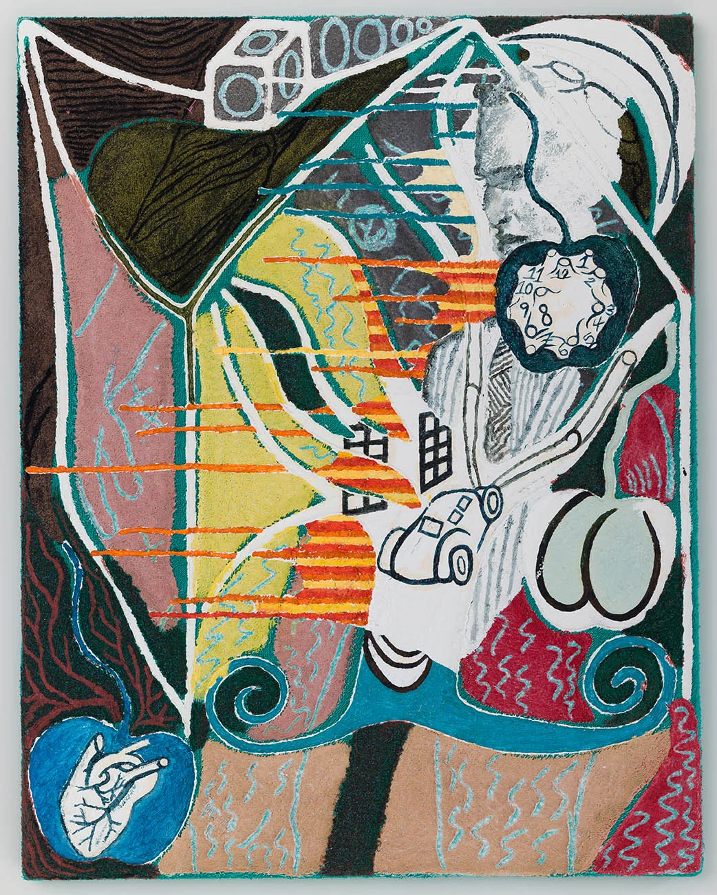 Private Drive , 2015, gesso, acrylic and sand on artist's former towel, 28 x 22 in/71.12 x 55.88 cm