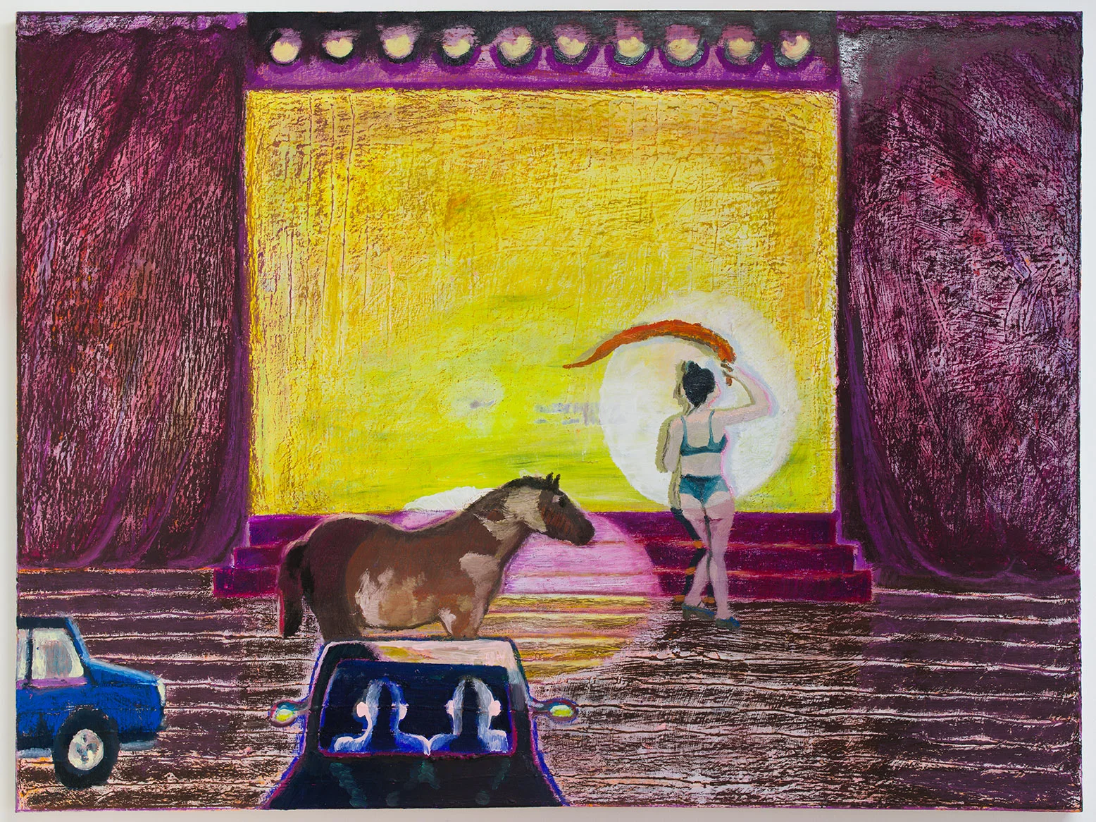 Rehearsal , 2019, oil, acrylic, and pastel on canvas, 30 x 40 in/76.2 x 101.6 cm