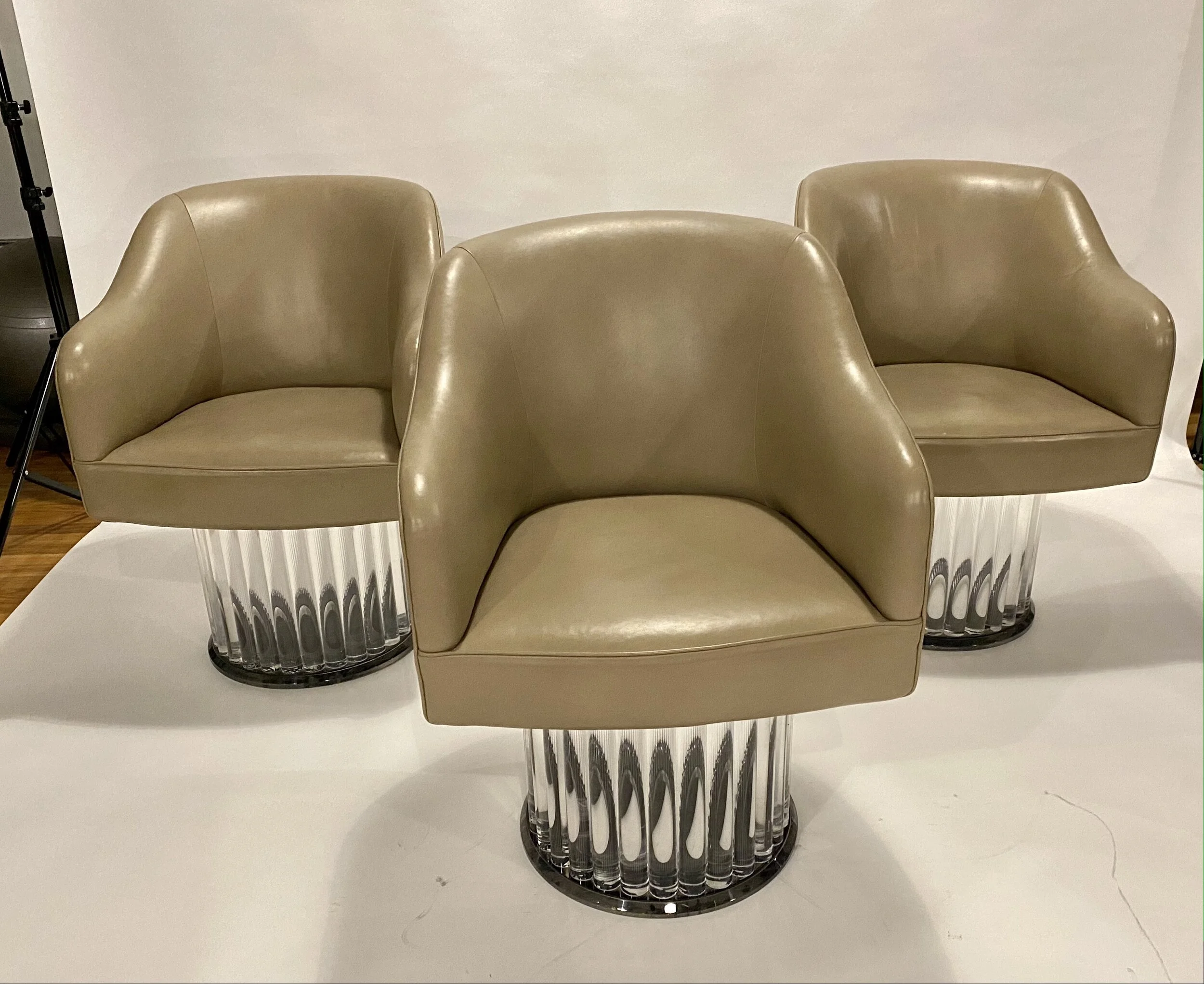 Space Age Swivel Arm Chairs on Lucite Base, set of 3