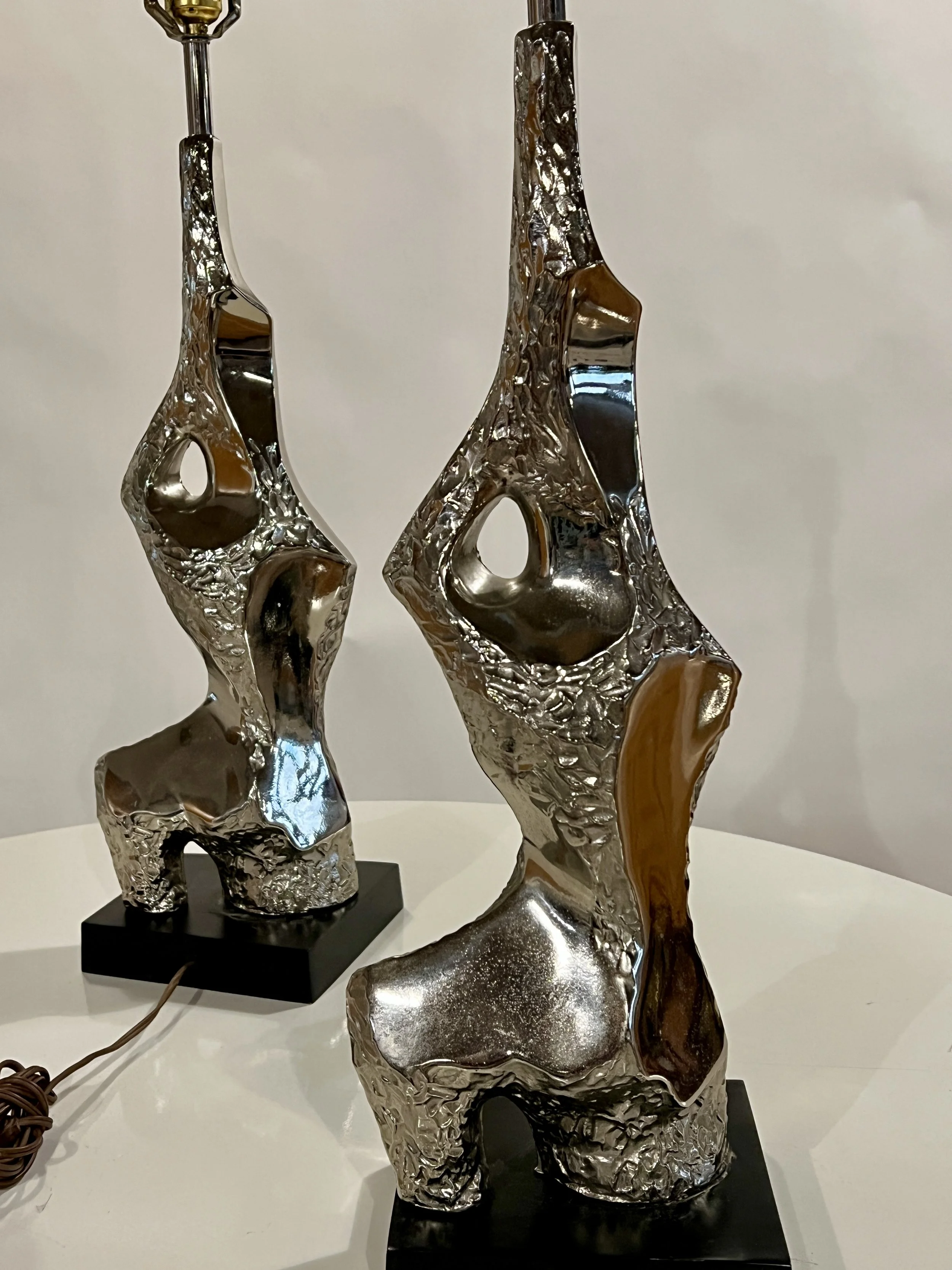 Richard Barr Brutalist Chrome Torso Lamps for Laurel Lamp Co.