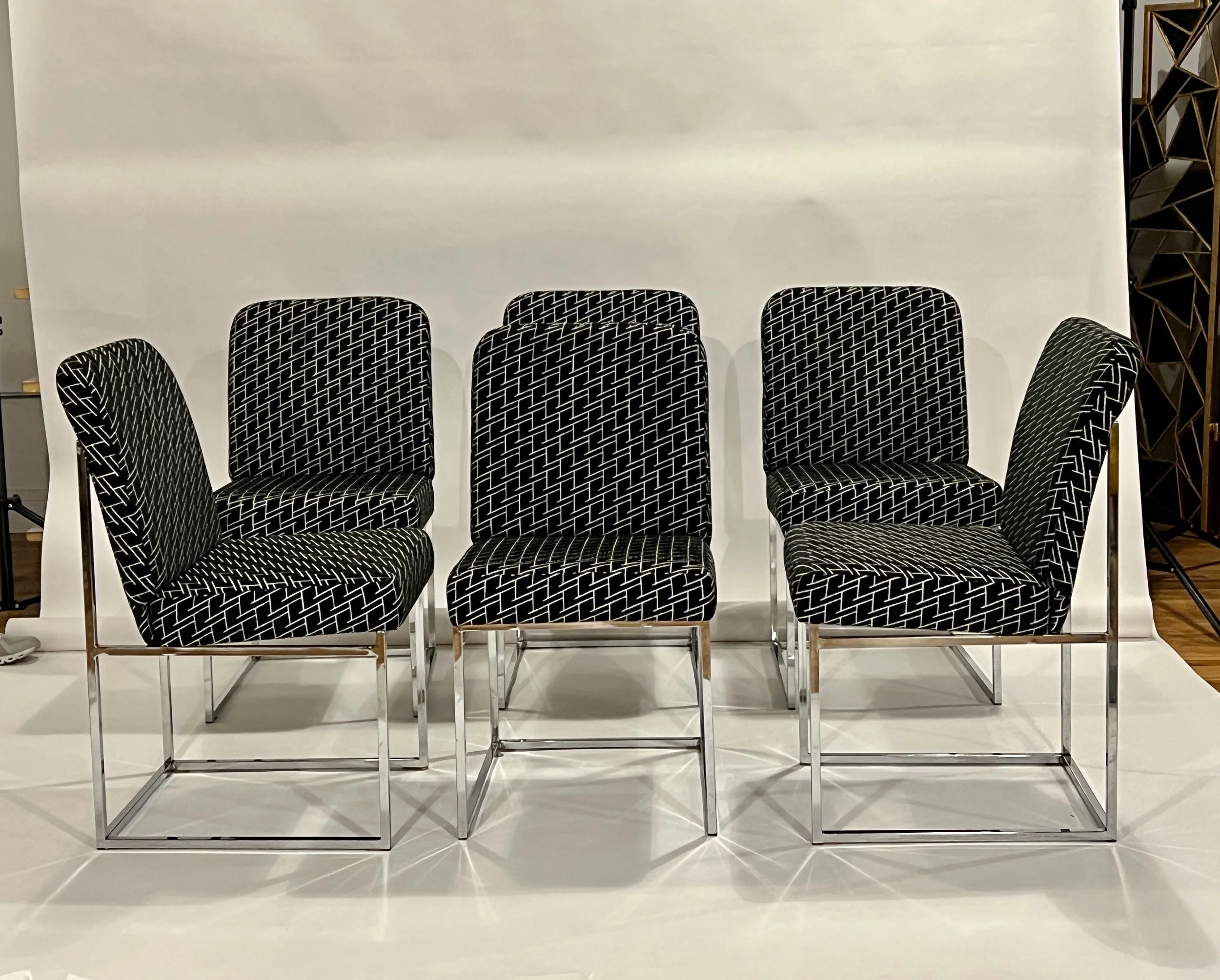 Milo Baughman Thin Line Chrome Dining Chairs, Set of 6