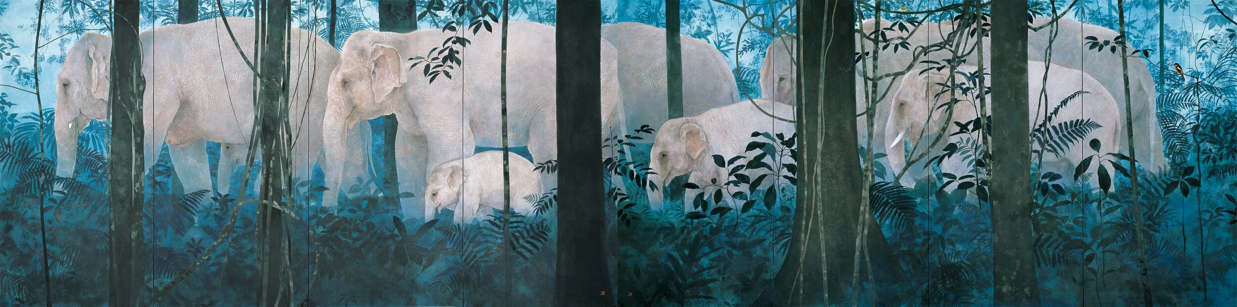 Yoichi Nishino. Family in the Forest . 2006. Mineral pigments, nikawa gelatin, Japanese washi paper.