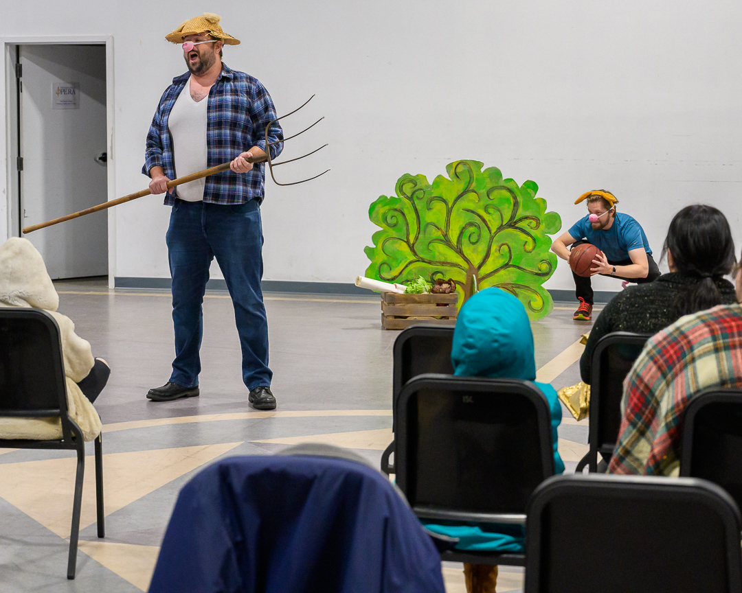  Brandon Evans as Fred Pig (left); Zachary Angus as Larry Pig  Photo Credit: Roger David Manning 