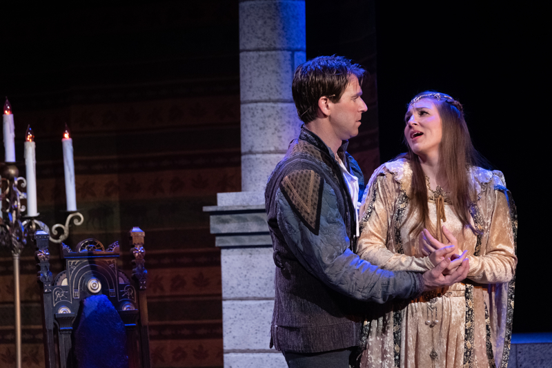  Luke Scott as Lancelot (left); Marci Jackson as Guenevere (right)  Photo Credit: Denis Ryan Kelly, Jr. 