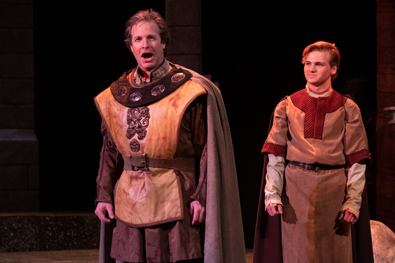  Daniel Narducci as Arthur (center); Miles Morey as Tom of Warwick (right)  Photo Credit: Denis Ryan Kelly, Jr. 