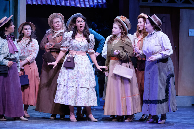  Katherine Fili as Giannetta (center); Indianapolis Opera Chorus  Photo Credit: Denis Ryan Kelly, Jr. 