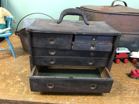 Vintage Union Tool Chest Wood Machinist's Chest With Eight Drawers