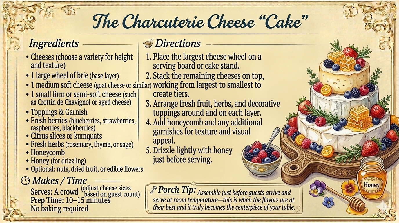 The Charcuterie Cheese “Cake”:   A no-bake entertaining centerpiece perfect for hosting in Hampton Roads.