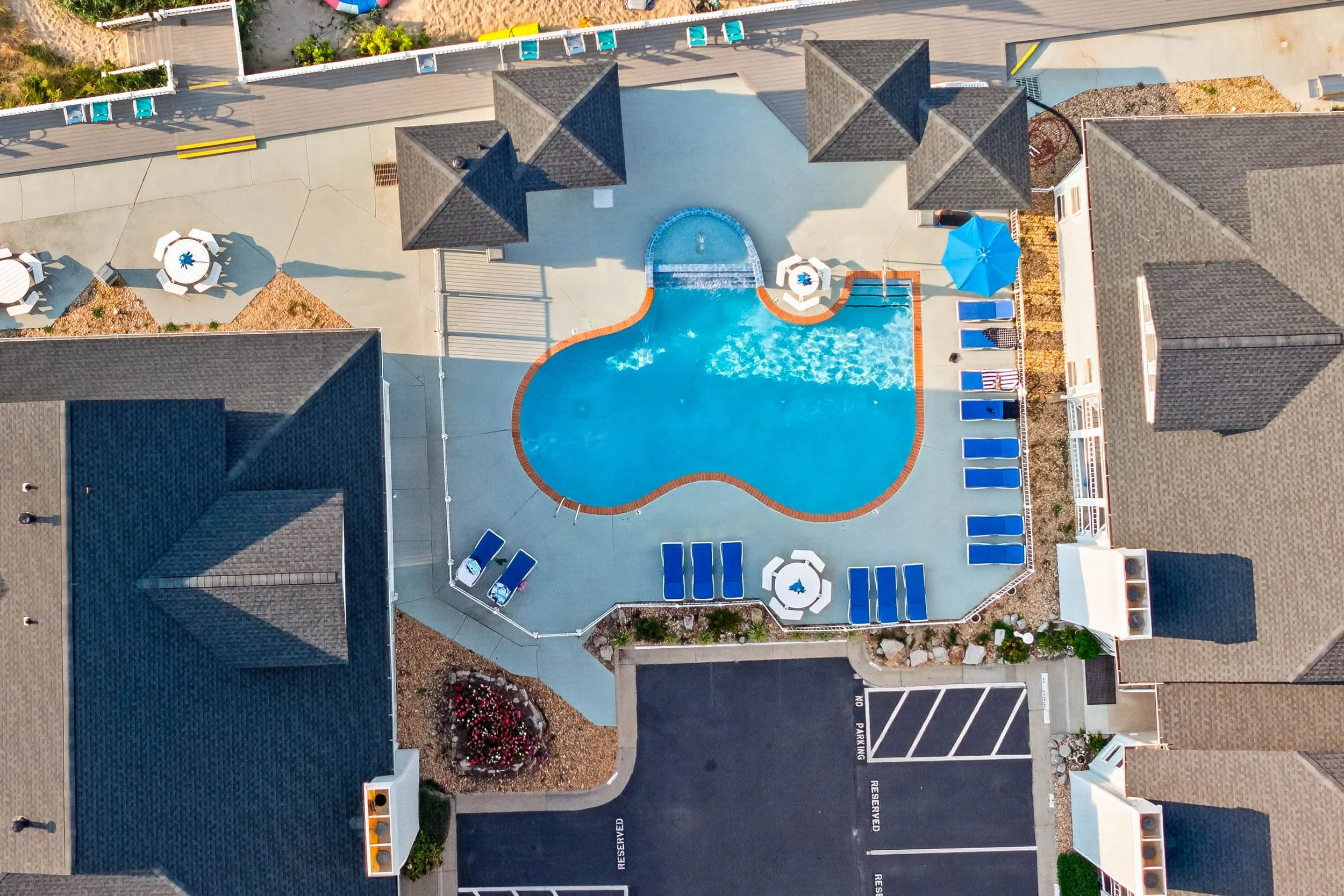 The bayfront community pool brings a resort-inspired element to low-maintenance living at Lynnhaven Beach.