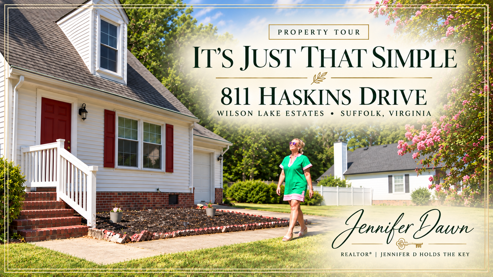 Featured property tour for 811 Haskins Drive in Wilson Lake Estates, Suffolk, Virginia.