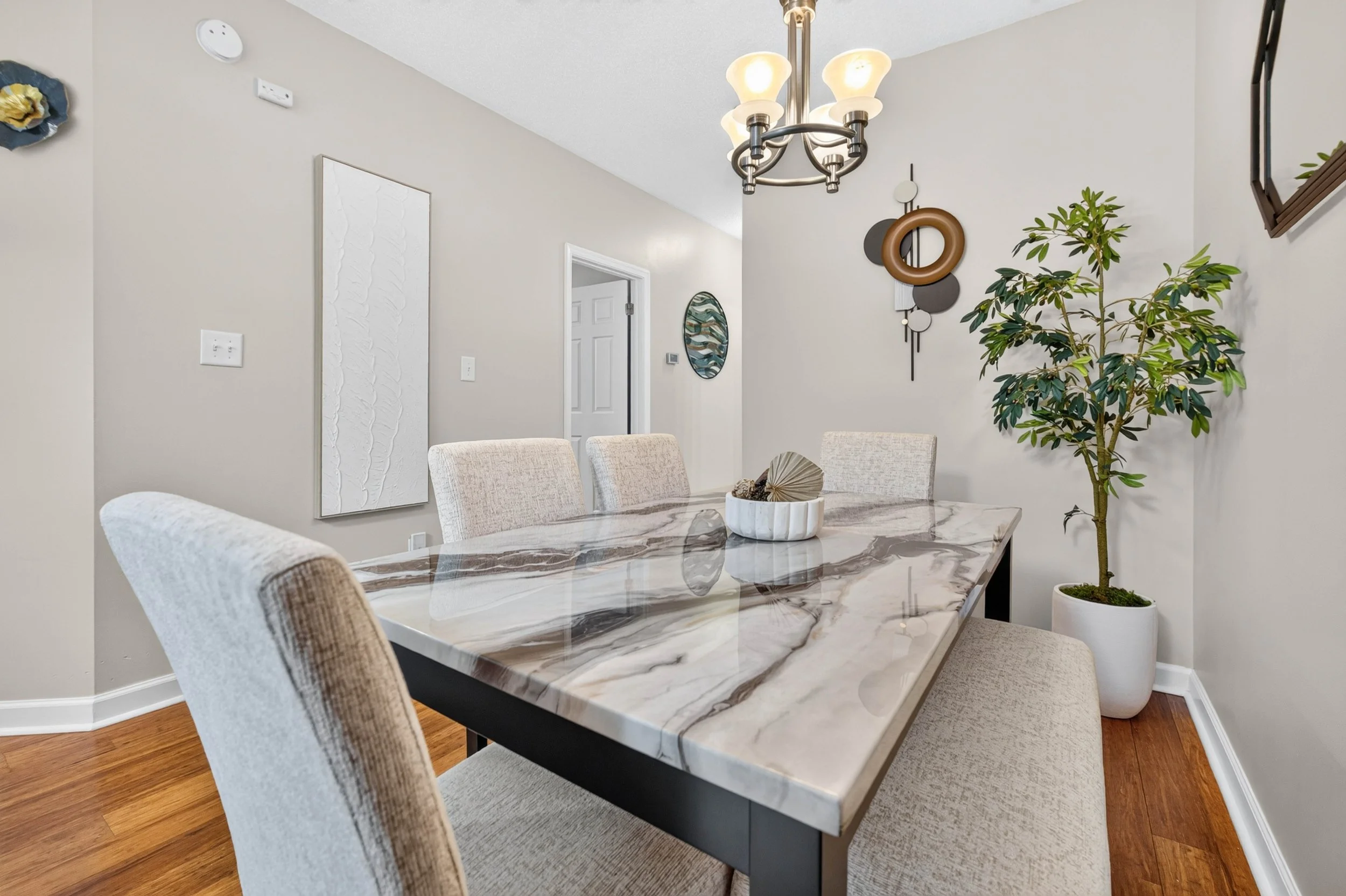 The dining space has room for quiet dinners, additional place settings and conversations that linger around the table.