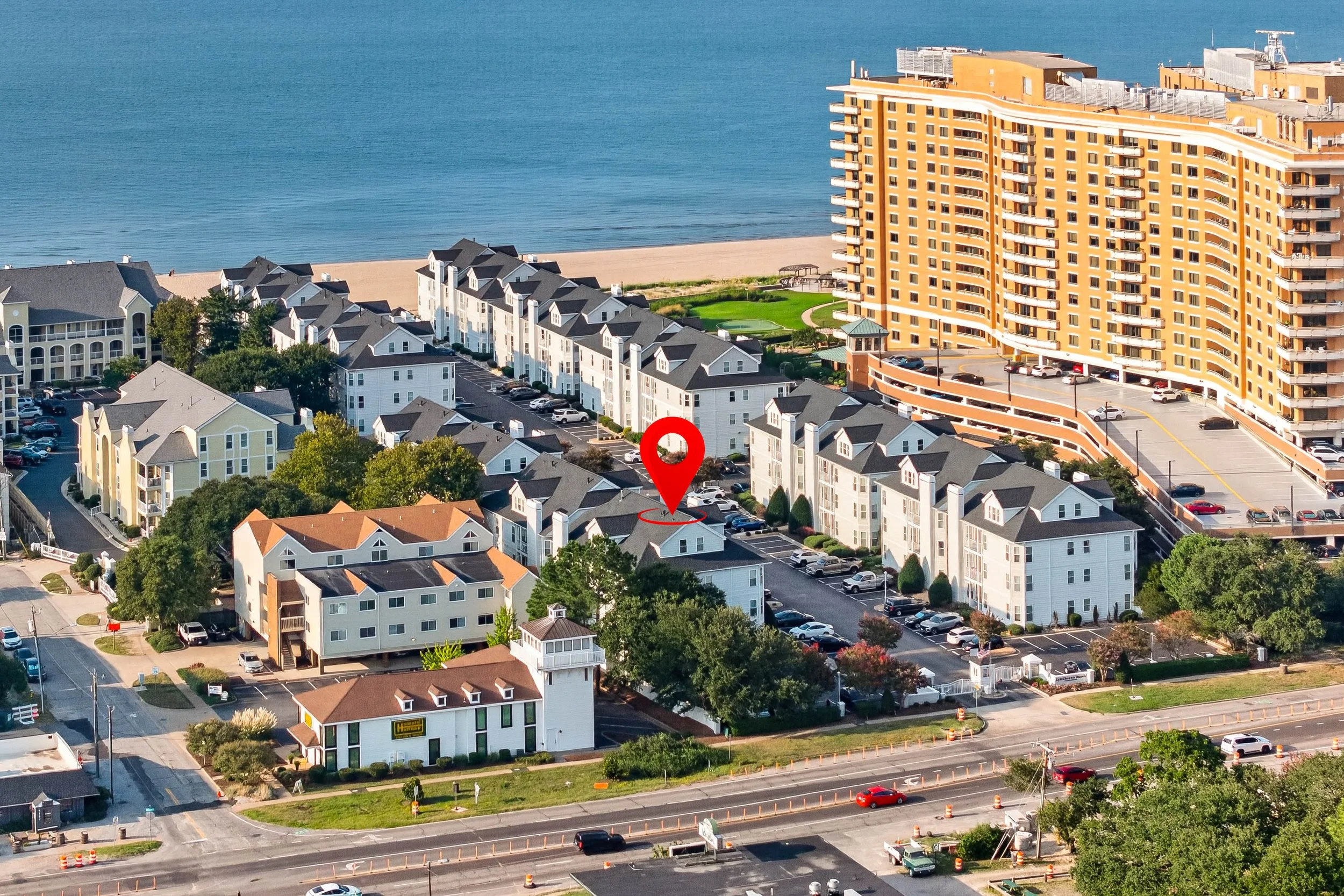 The location marker brings the setting into focus: gated Lynnhaven Beach, Shore Drive and the Chesapeake Bay connected in one place.