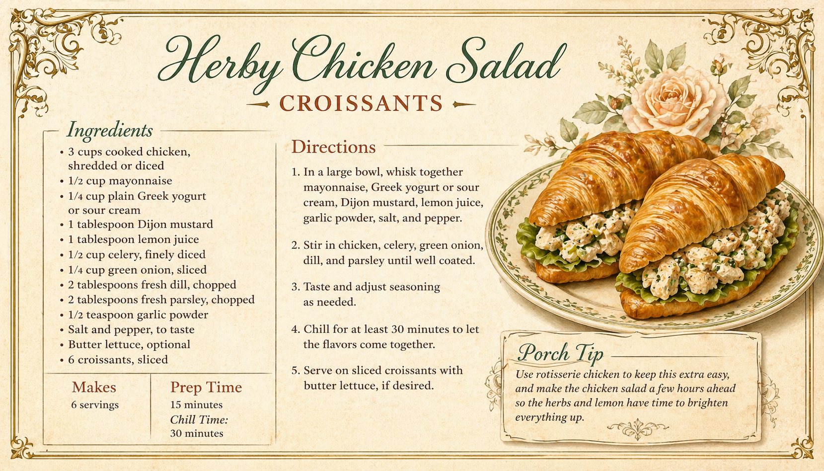 A bright and easy spring lunch made for sunny porches, garden gatherings, and casual warm-weather entertaining.