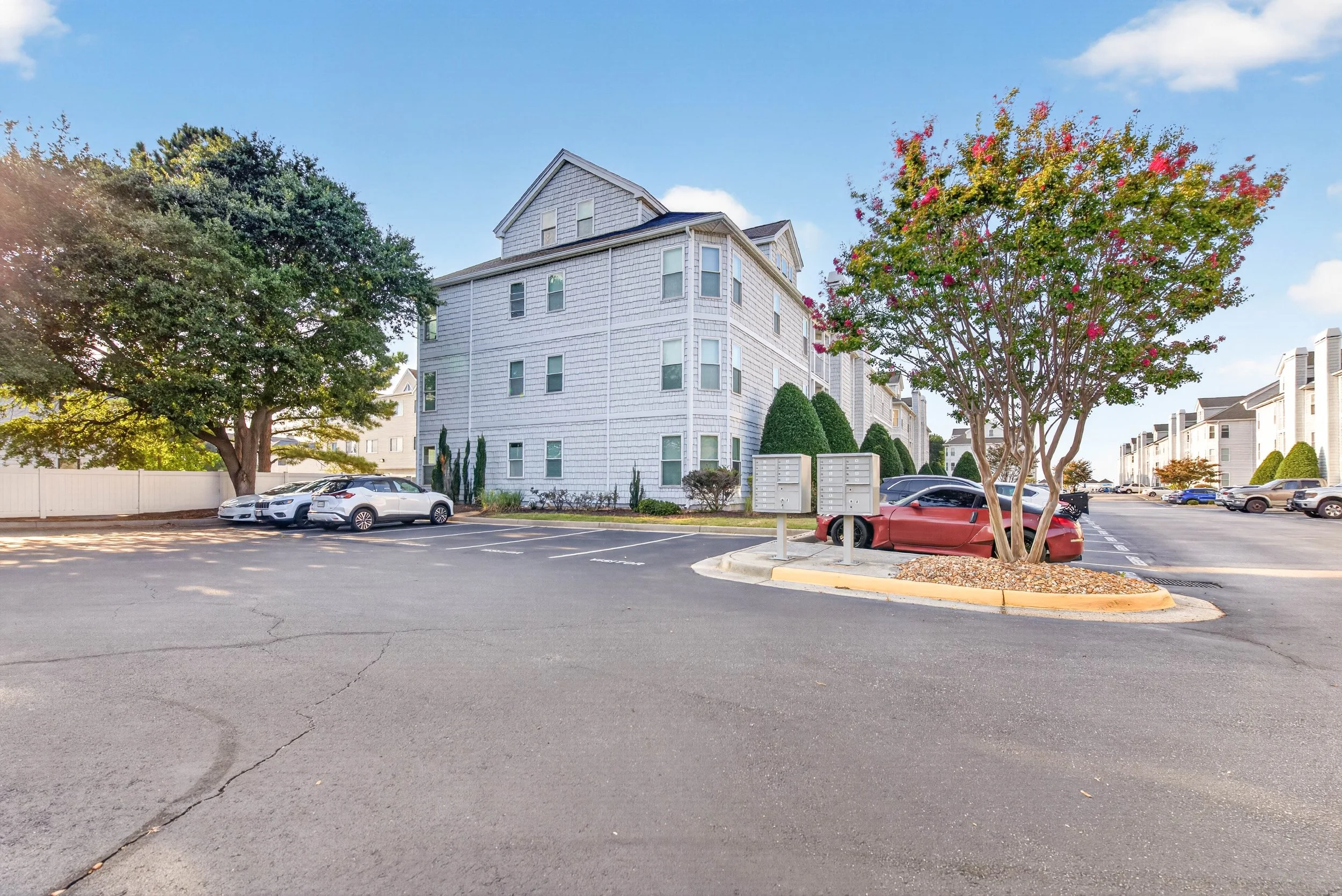 Coastal architecture establishes the relaxed character of Lynnhaven Beach before the Chesapeake Bay comes into view.