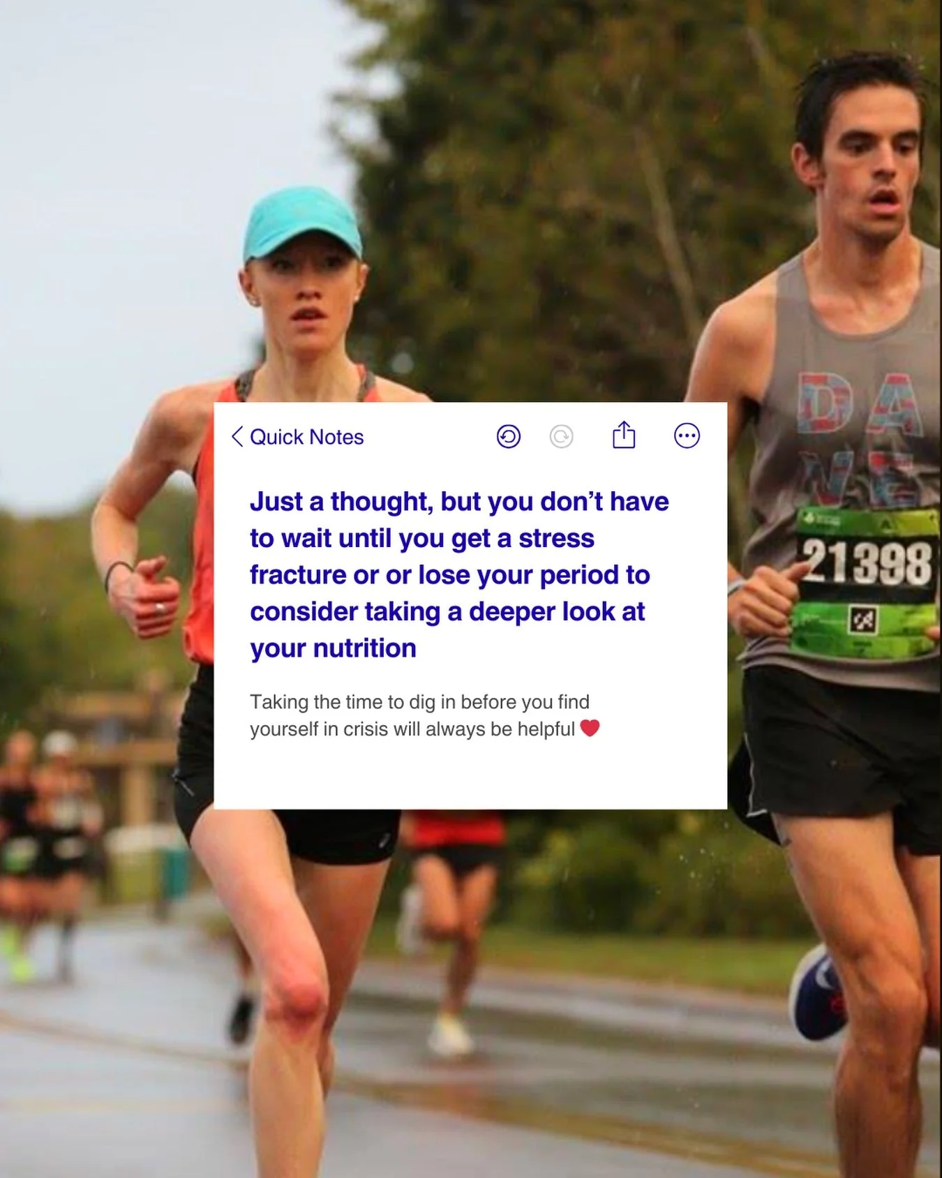 Don&rsquo;t get me wrong here, I do love working with endurance athletes to come back from injury or get their period back, HOWEVER, so often these crisis situations are what *finally* get athletes to the point where they are willing to look at nutri