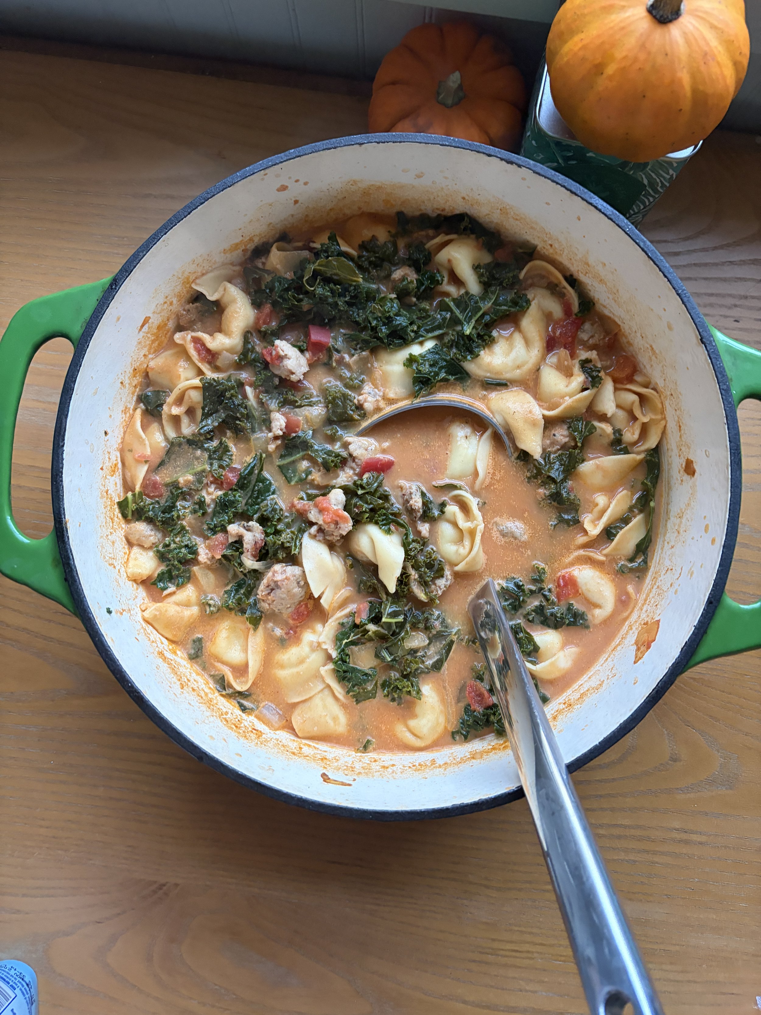 chicken sausage &amp; kale soup with tortellini