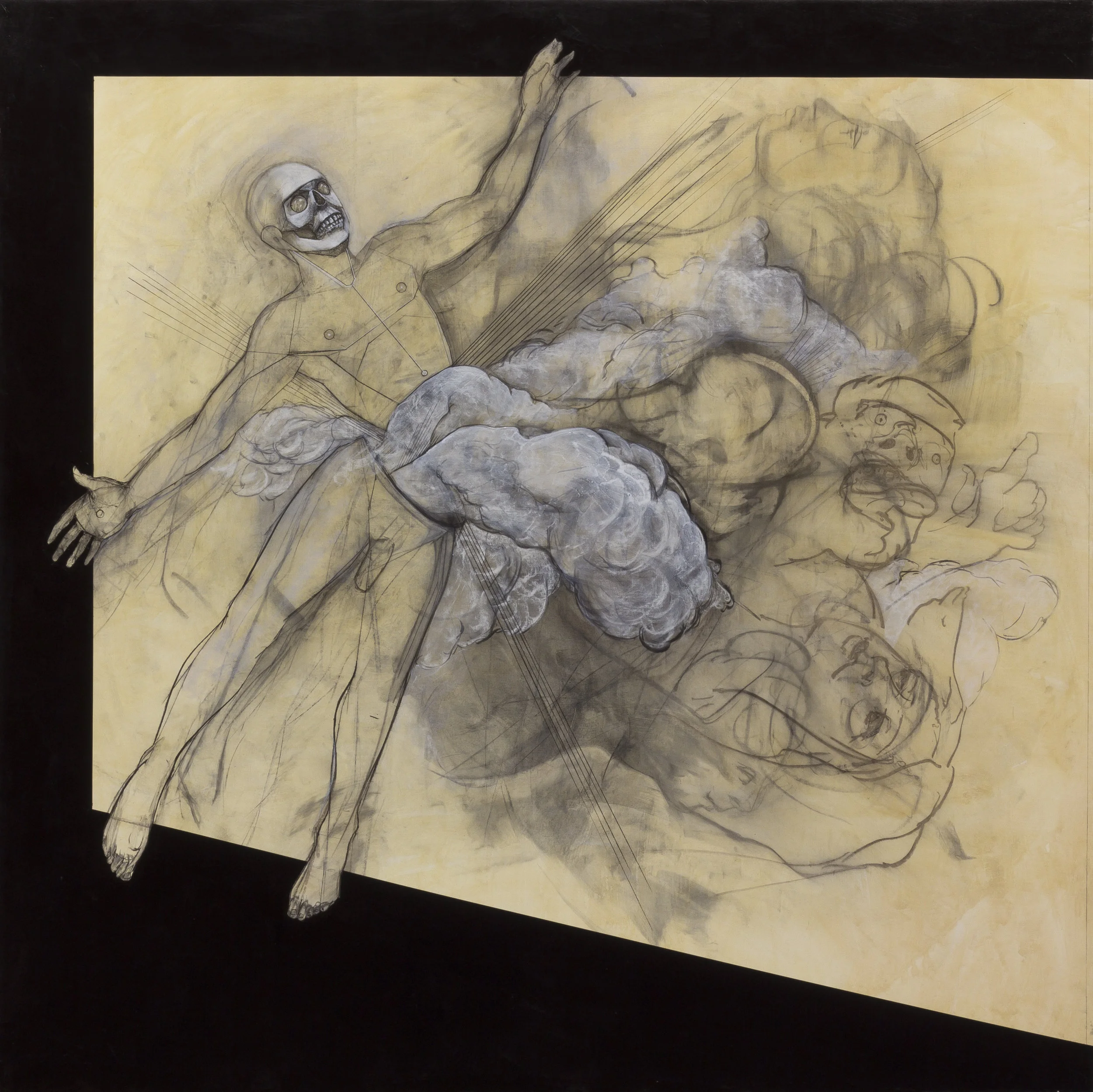 X-Factor , 2018, acrylic and charcoal on canvas, 56 x 56in