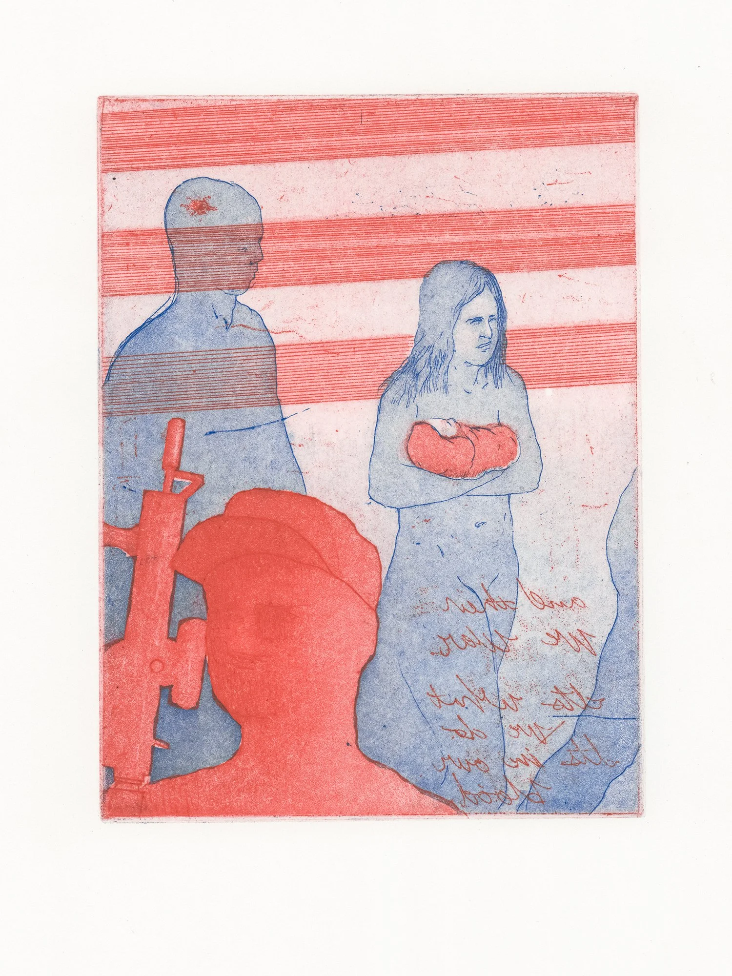   Who Are We?  2025 etching image size: 6 x 4 1/2 sheet size: 10 x 8 