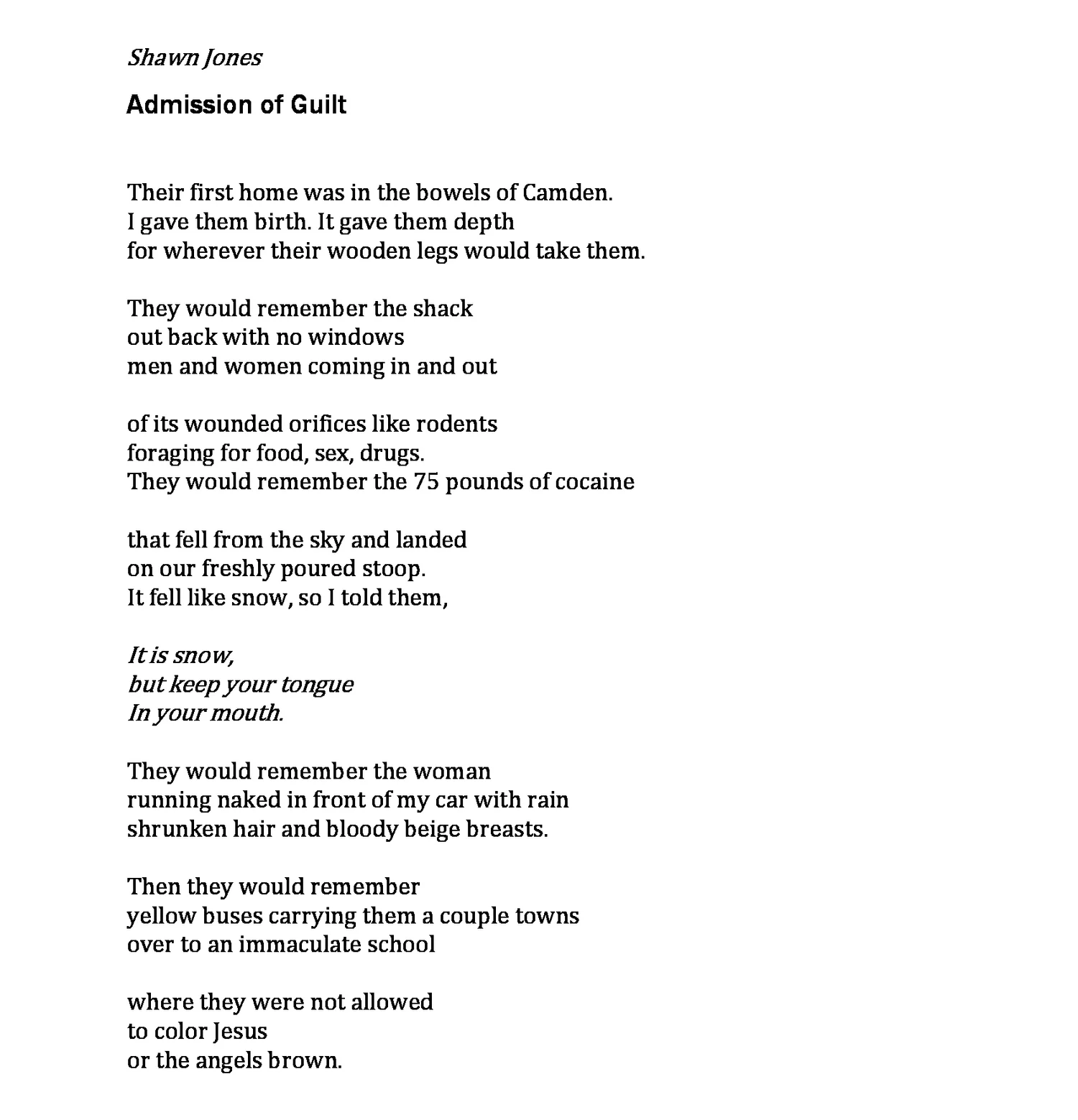 "Admission of Guilt" — River Heron Review