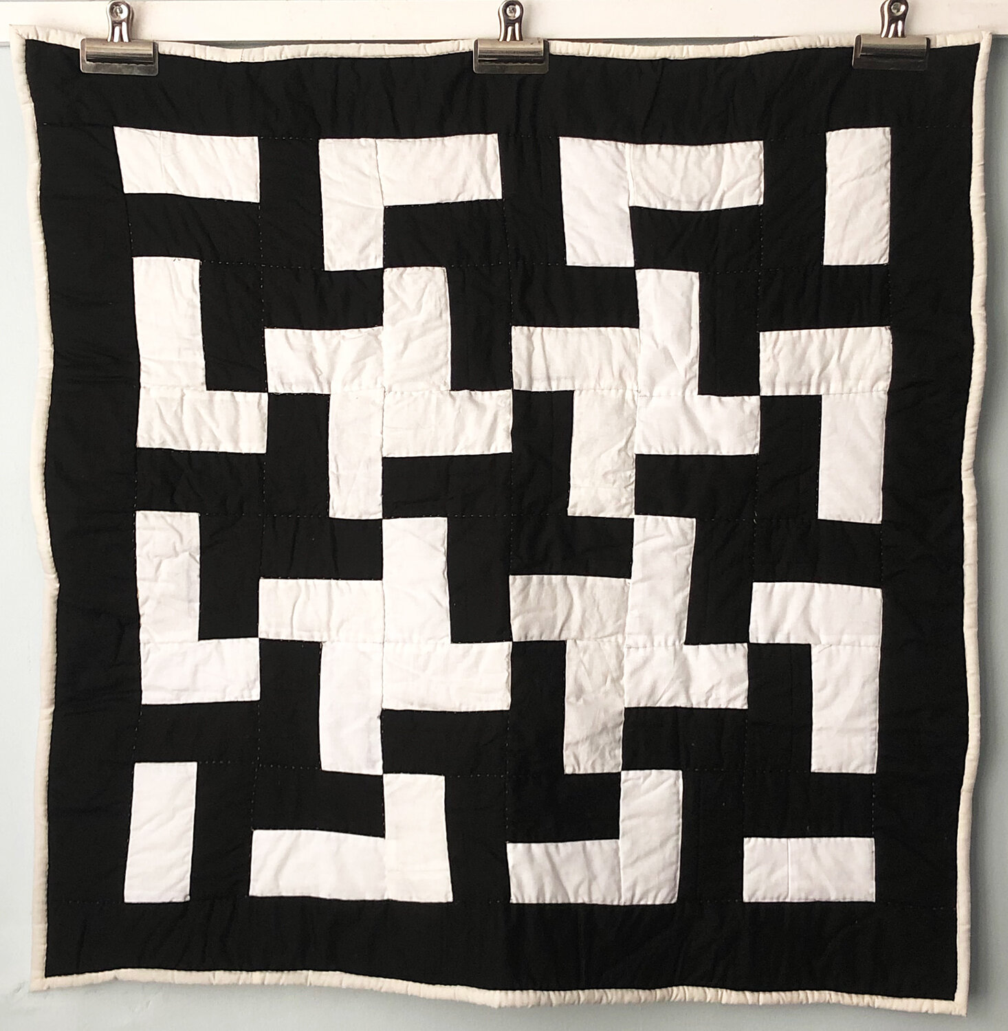   Mary Margaret Pettway (Gee’s Bend, AL)    “Two-strip” quilt   ca. 2019  37" x 37"  Cotton fabrics  Hand-pieced, hand-quilted    ASK ABOUT THIS QUILT   