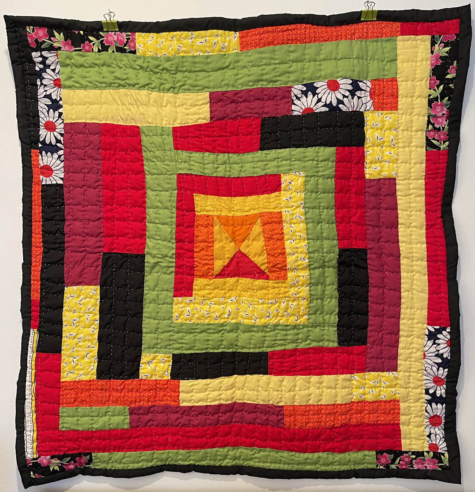   Kristin Pettway, Gee’s Bend, AL    Housetop variation quilt/wall-hanging   2020  41.5" x 40"  Cotton fabrics  Hand-pieced, hand-quilted    ASK ABOUT THIS QUILT   
