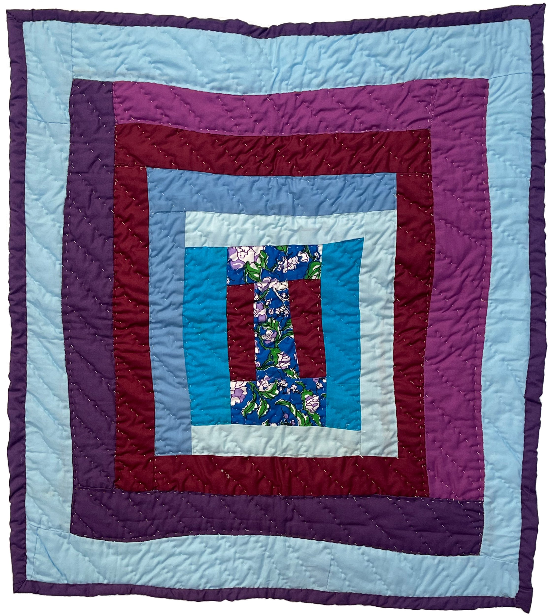   Kristin Pettway (Gee’s Bend, AL)    Housetop variation   2021  27” x 25”  Cotton fabrics  Hand-pieced, hand-quilted    ASK ABOUT THIS QUILT   