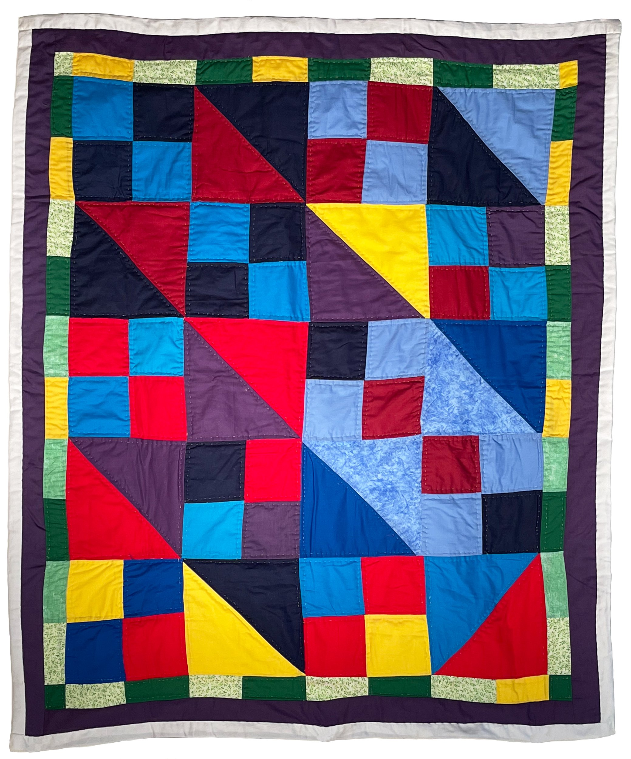   Doris Pettway Hacketts, Gee’s Bend, AL    Jacob’s Ladder variation,  2022  54" x 45"  Cotton fabrics  Hand-pieced, hand-quilted    ASK ABOUT THIS QUILT   