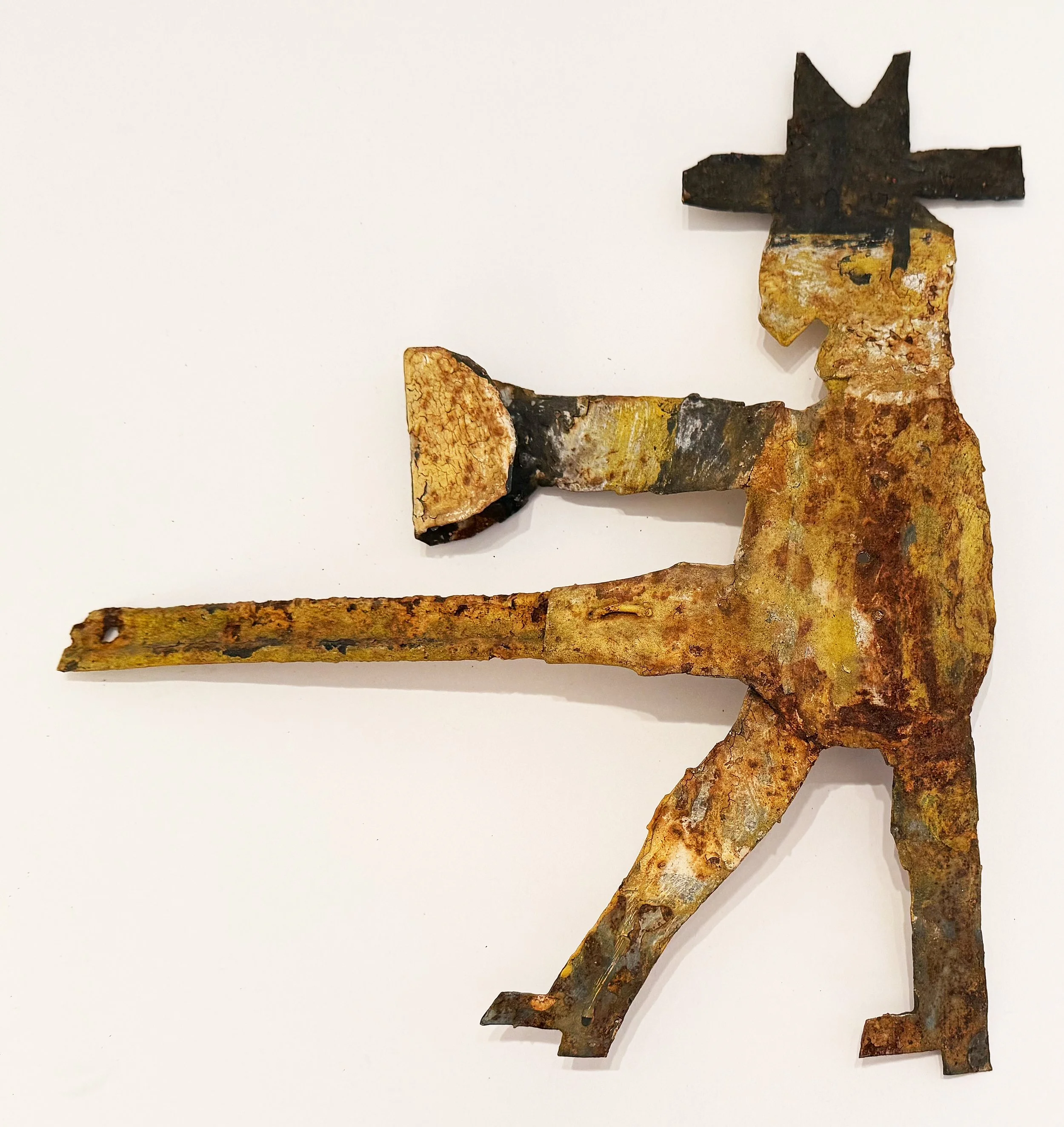  David Butler  Erotic Man in Black Hat  12.5” x 12”  Painted metal sculpture  850. 