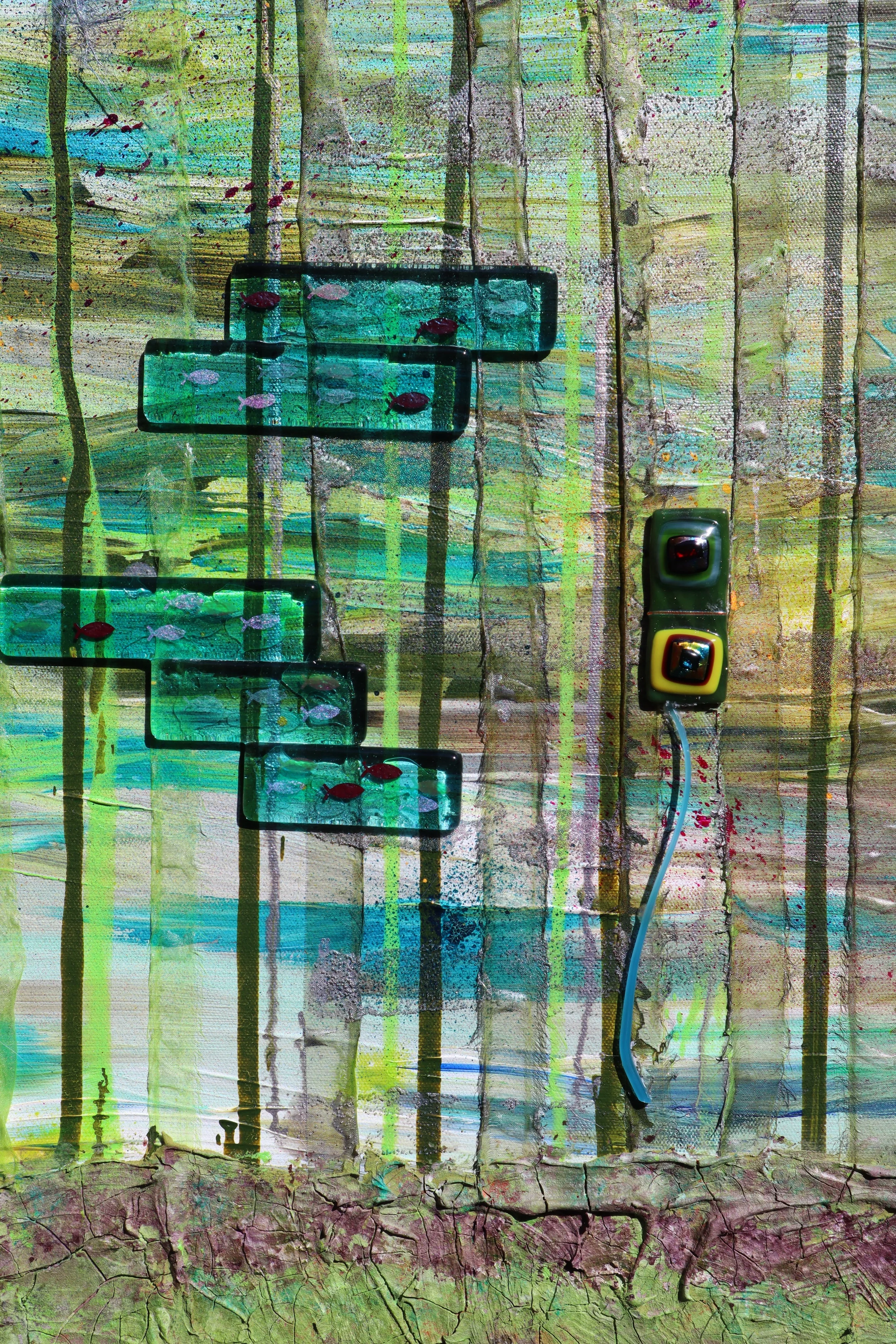 Detail of fused glass  from The river underwater