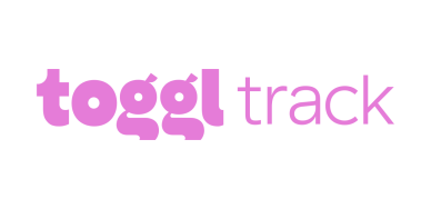 Logo of toggl track with the word 'toggl' in bold pink and 'track' in light purple.
