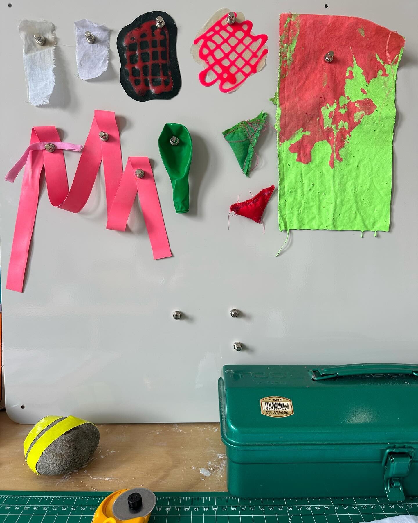 It&rsquo;s residency month! I am taking part in another focused period of making, via @thrivetogethernetwork. Here is my highly tactile inspo wall. I&rsquo;m working on some pieces for a show at the end of the month. I&rsquo;m thinking tenderly, brea