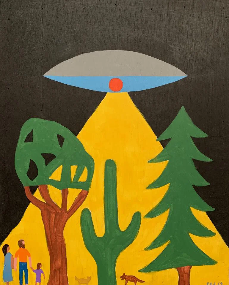 The Visitors, 2019, Acrylic on wood, 20 x 16”