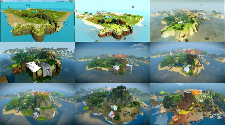 Figure 2: Evolution of the Island through time. (Fletcher Studio/Thekla, 2010-2014).