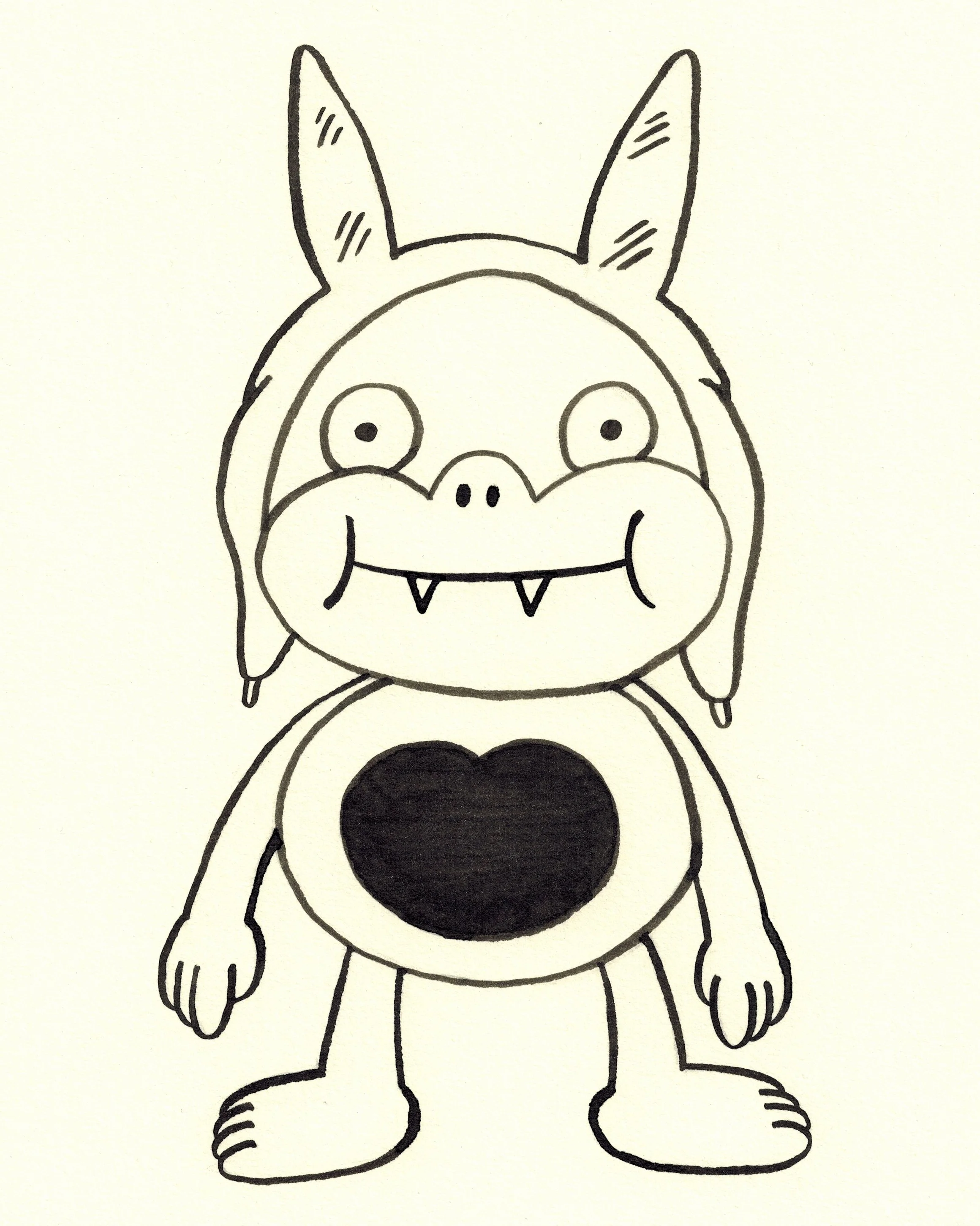 Wuvins With Louise Belcher Headpiece, ink on paper, 10 x 8 inches, 2018