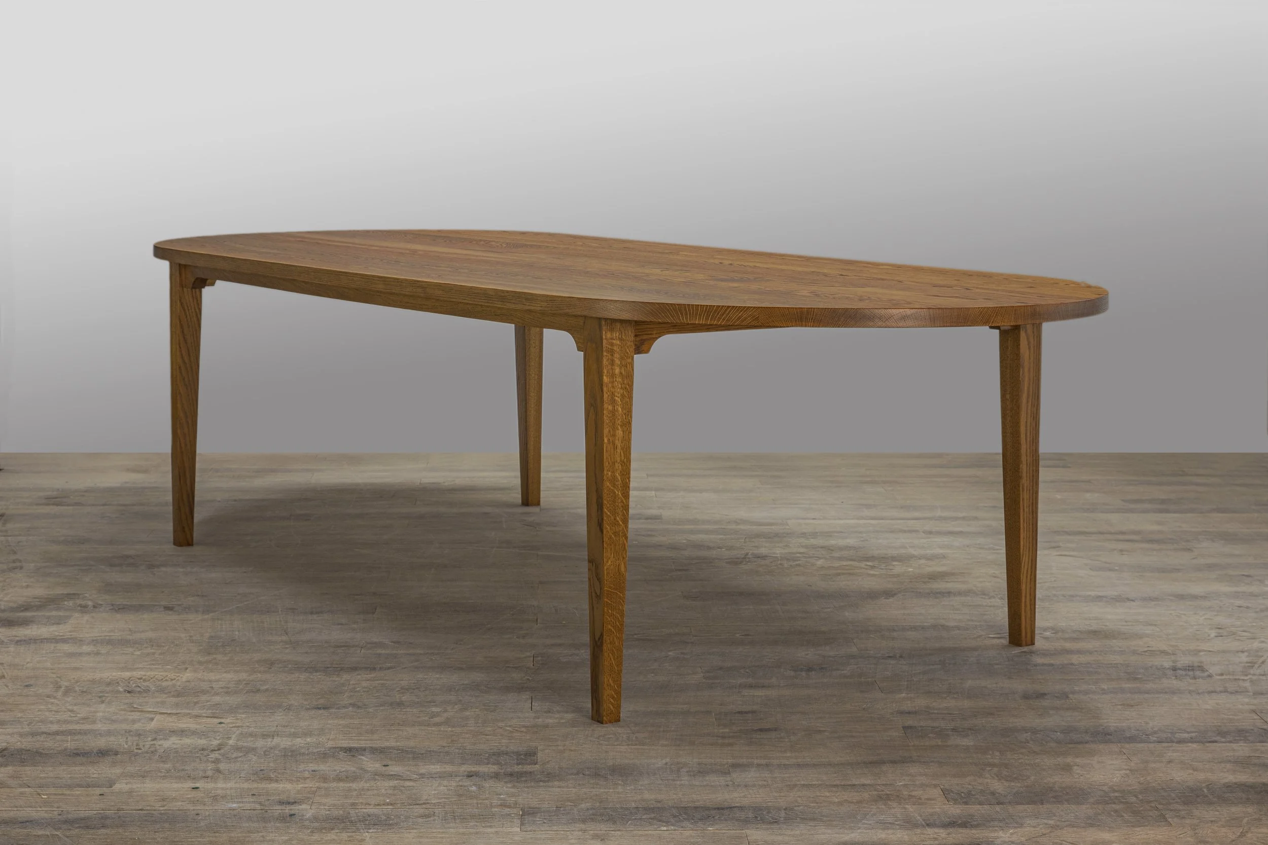 Solid white oak parsons table with mortise and tenon joints