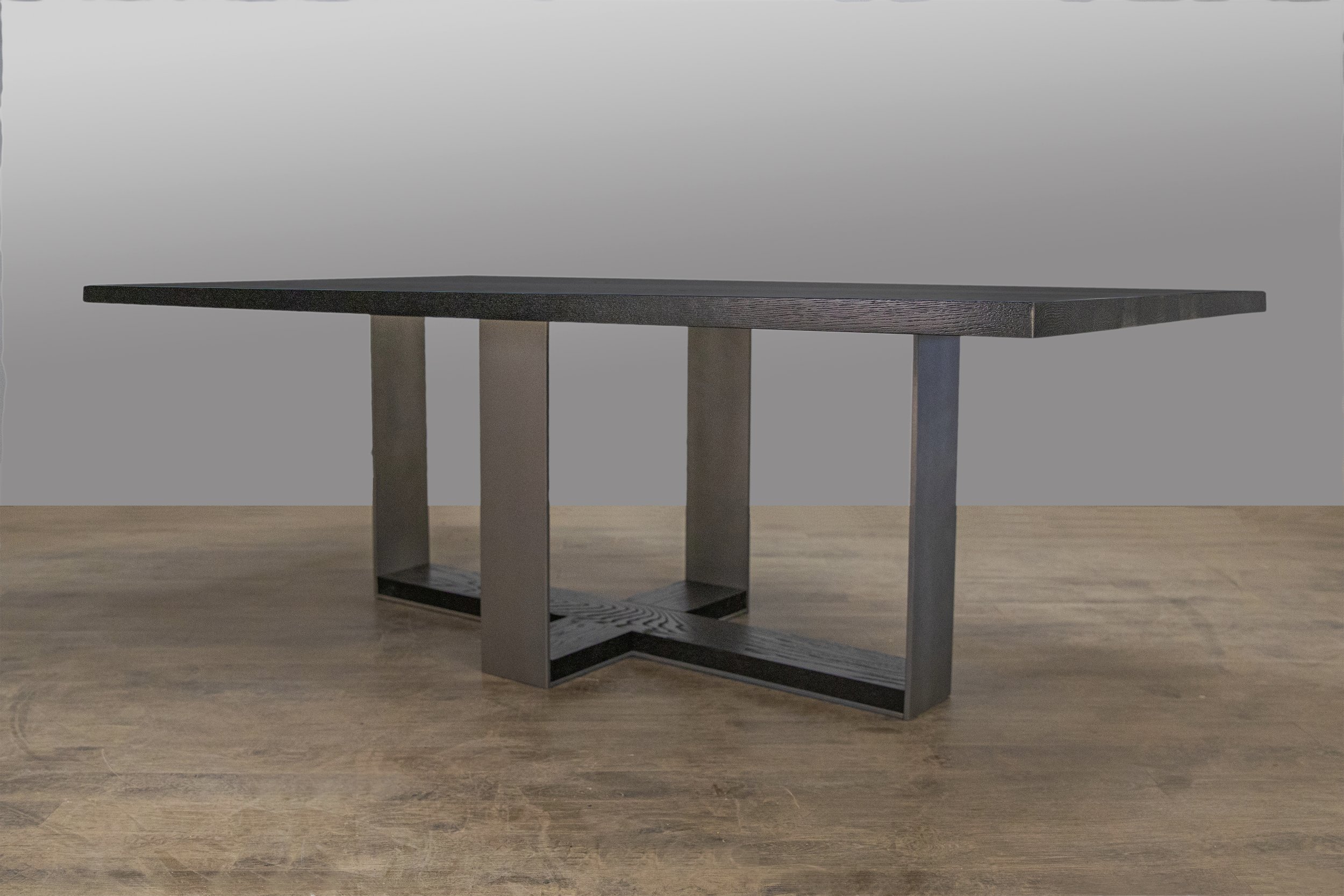 oak hedy table with iron base