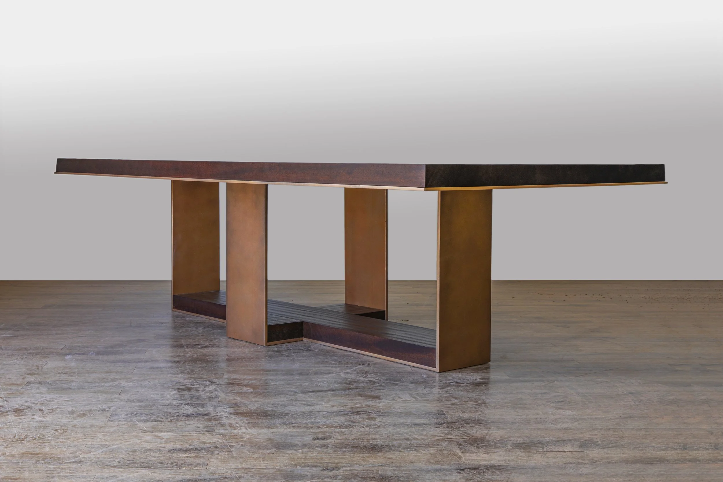 mahogany hedy table with bronze base