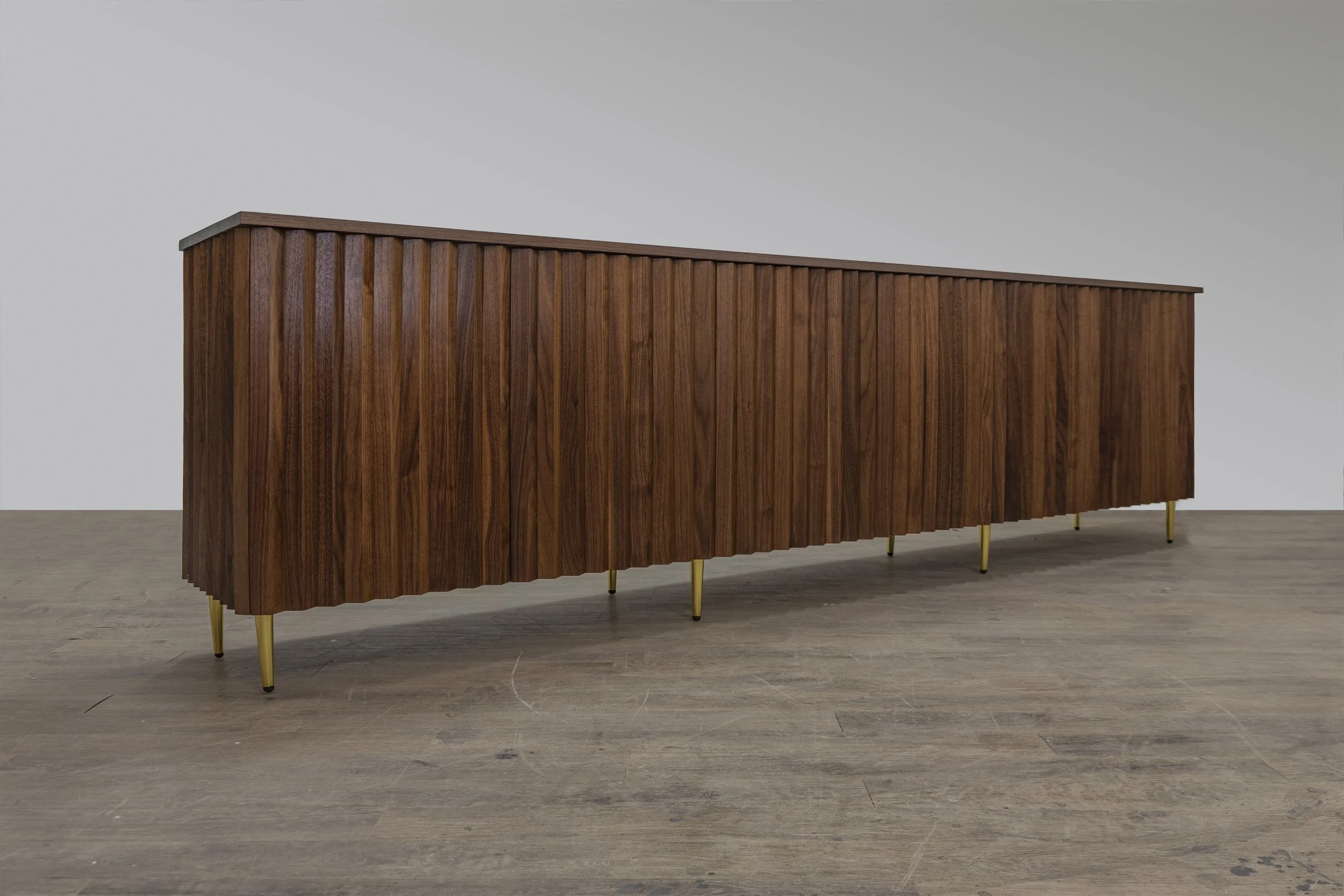 Walnut Media Console with raised pattern