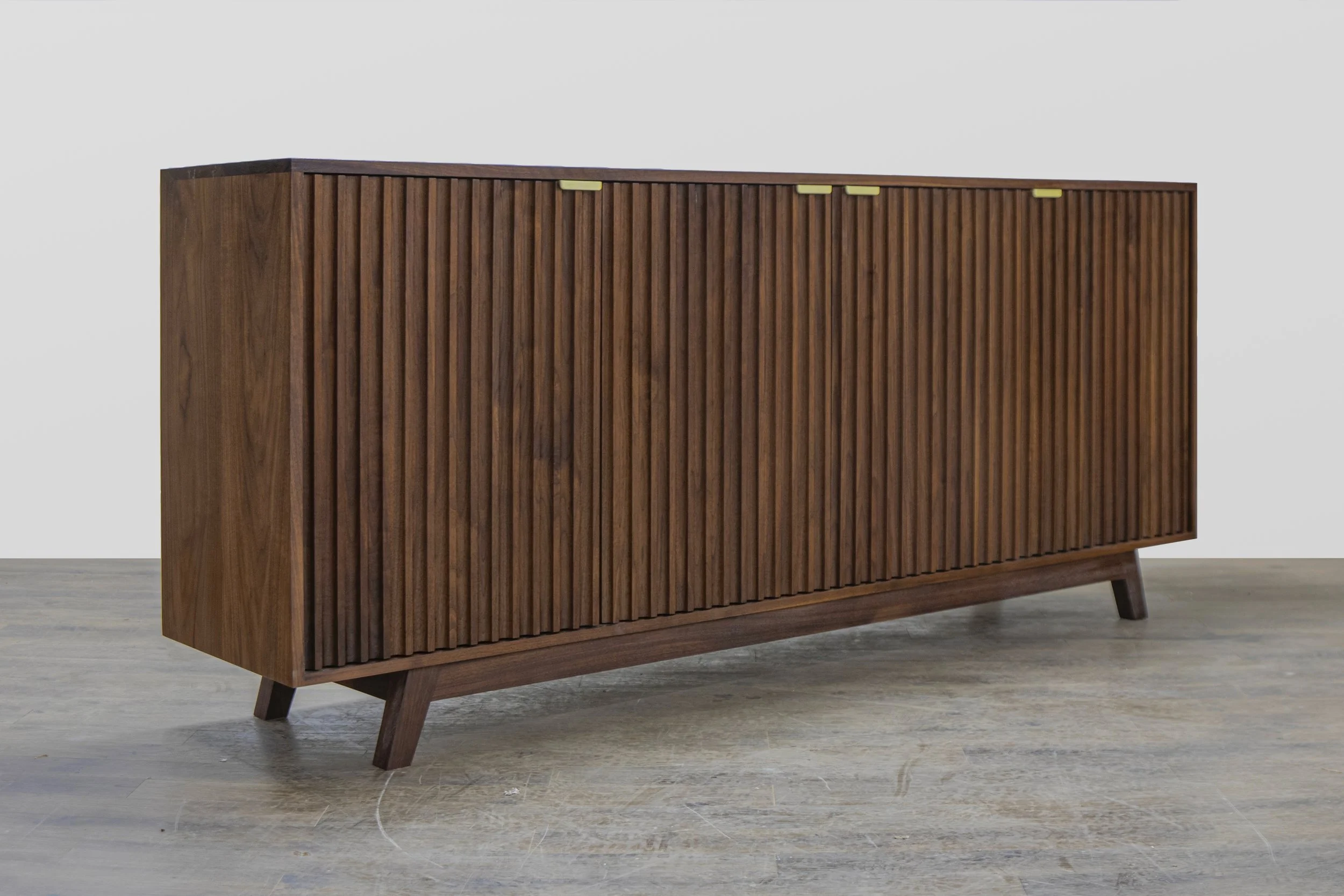 MCM Walnut credenza with fluted fronts