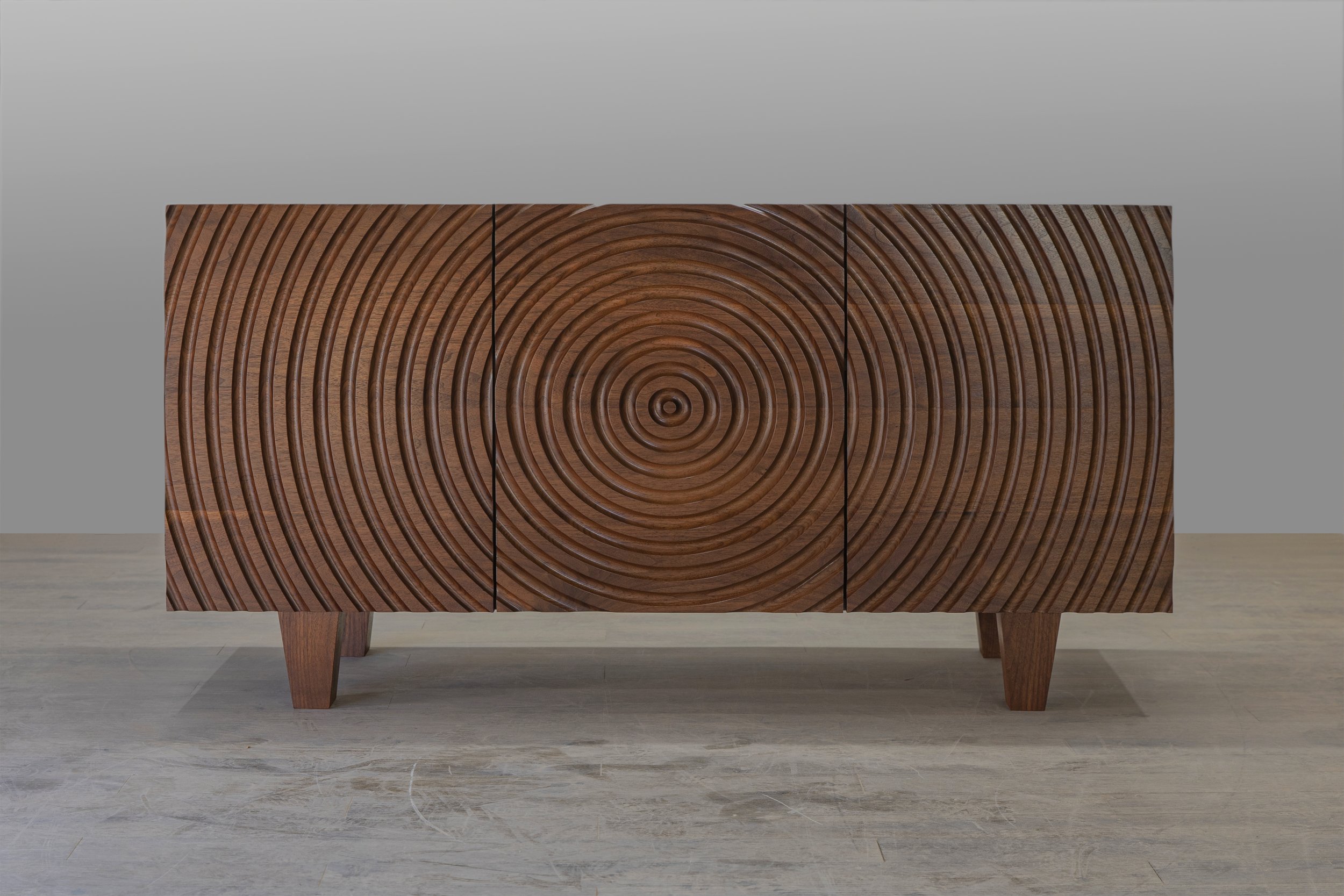 Mahogany Console with spiral design face