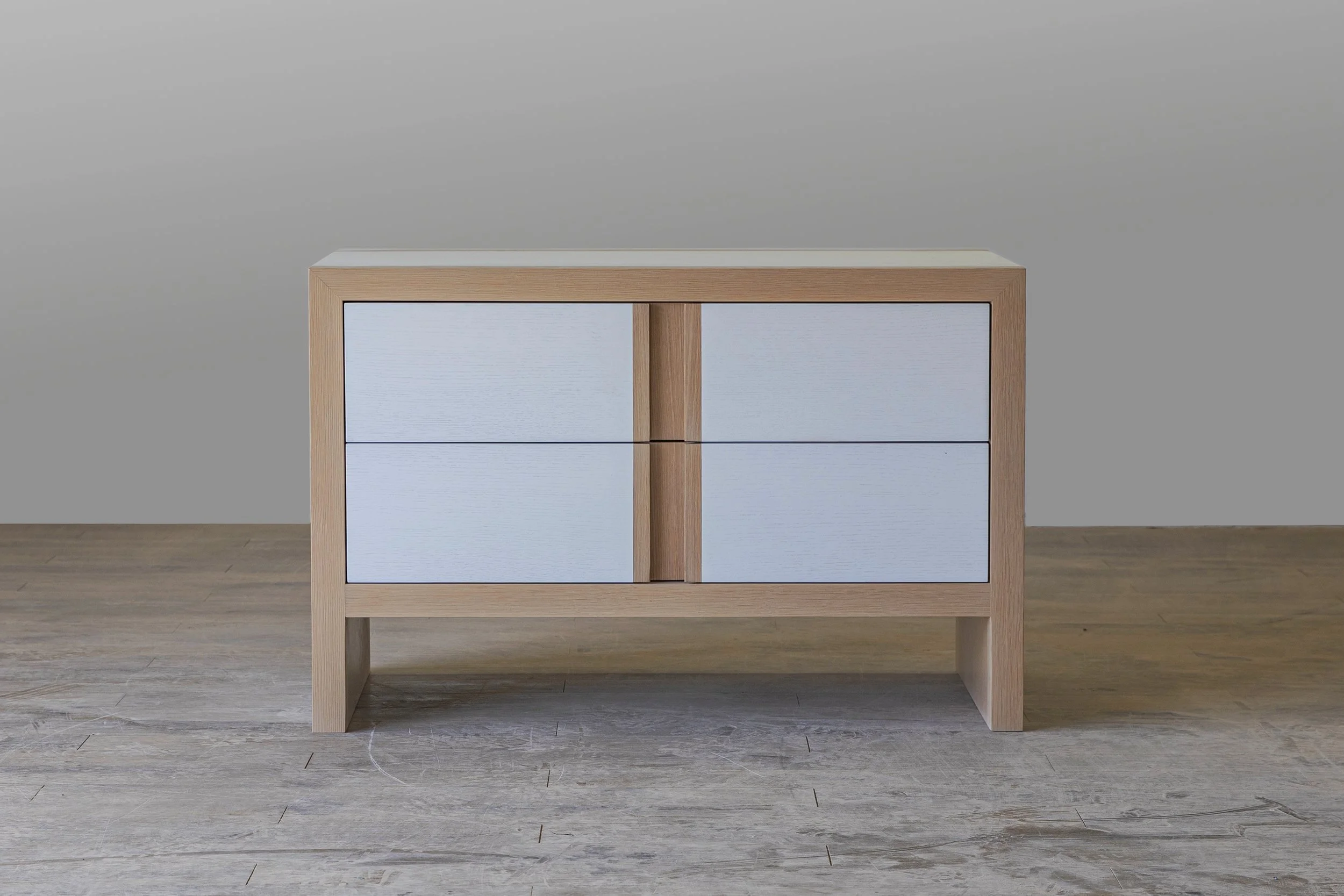 White oak and white lacquer nightstand